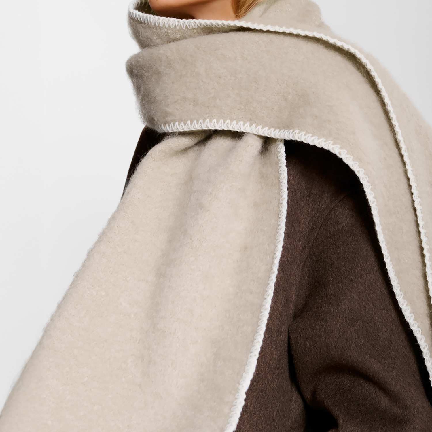 Katie Loxton Women's Brushed Whipstitch Scarf - Taupe - Available at M&S
