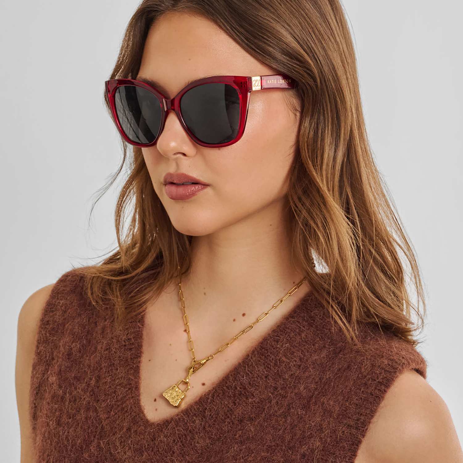 Katie Loxton Women's Oversized Cat Eye Sunglasses - Cherry Red - Available at M&S