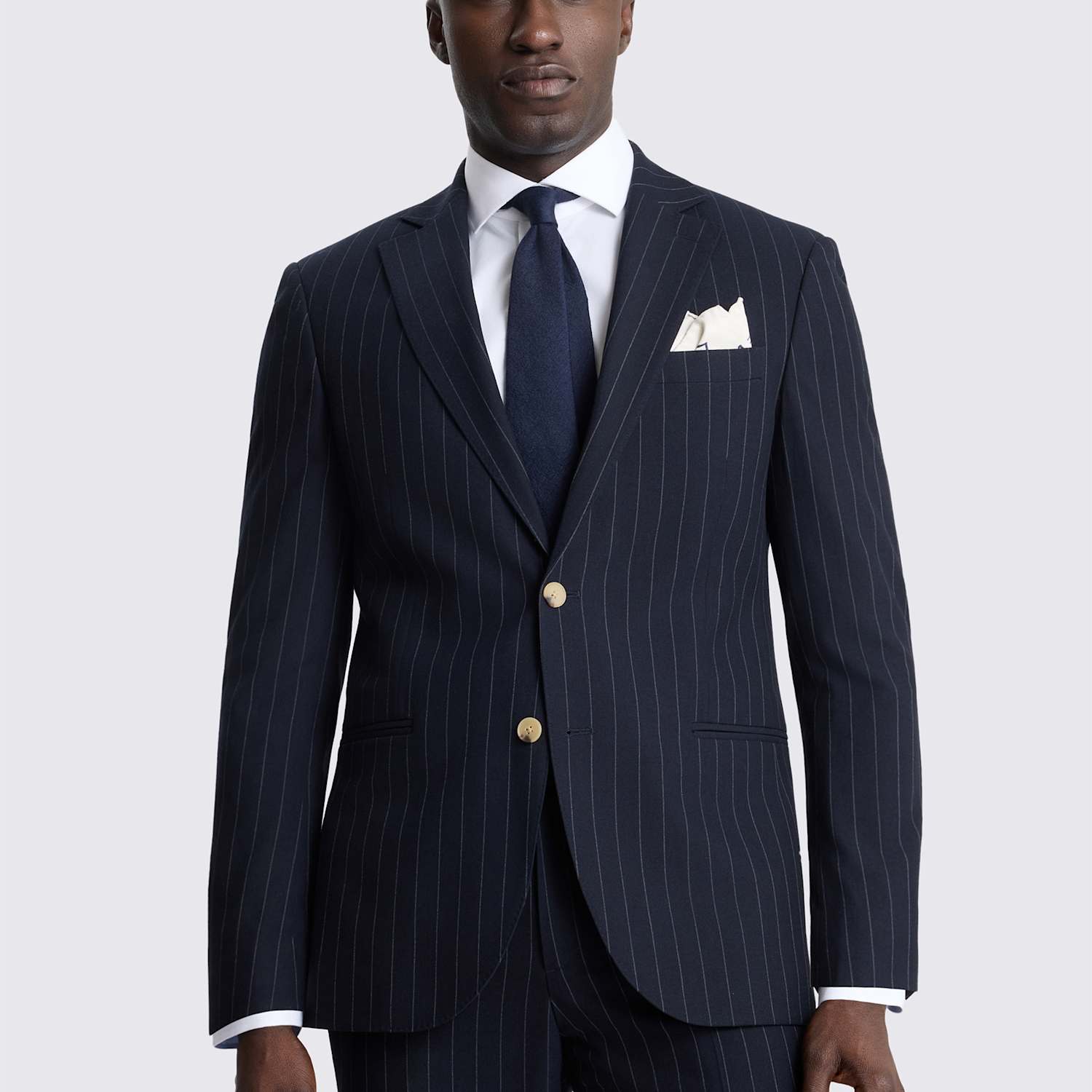 Moss Men's Tailored Fit Striped Stretch Suit Jacket - 50 - Navy Mix - Available at M&S