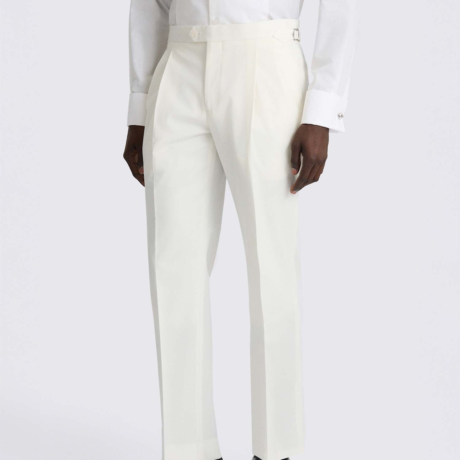 Moss Men's Tailored Fit Wool Blend Tuxedo Trousers - 34 - Light Cream - Available at M&S