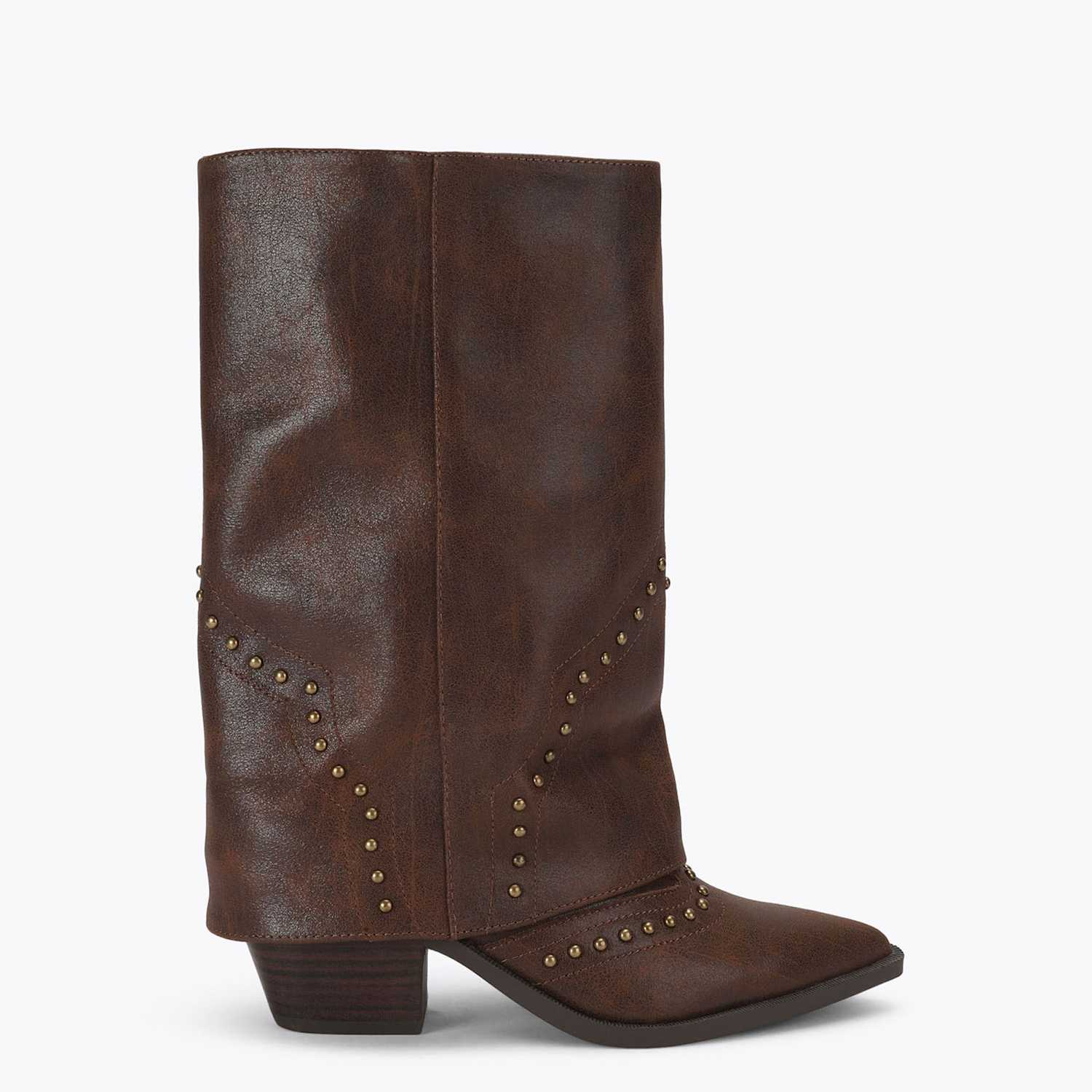 Steve Madden Women's Leather Studded Block Heel Knee High Boots - 7 - Brown - Available at M&S