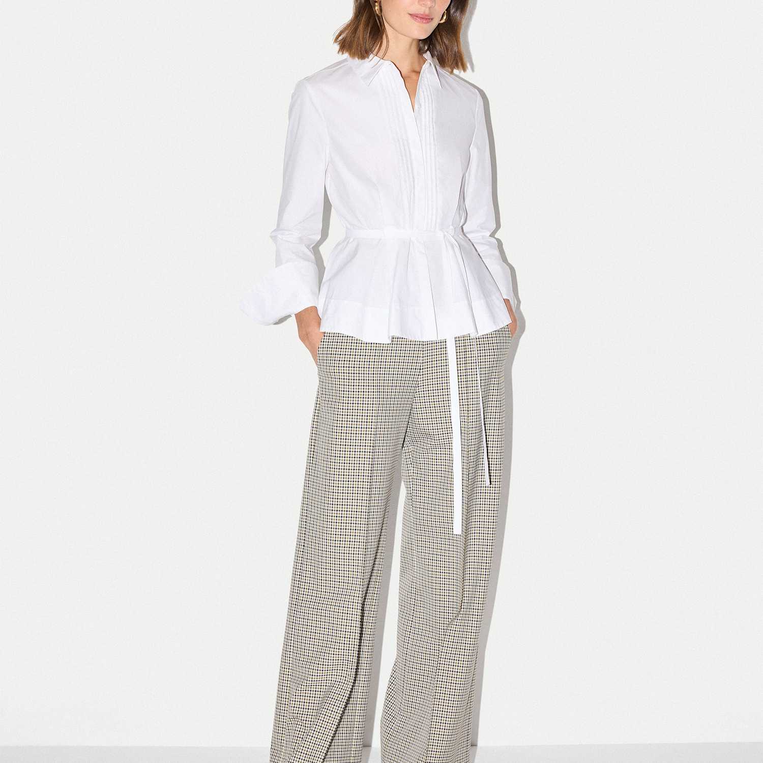 Jigsaw Women's Pure Cotton Collared Peplum Shirt - 12 - White - Available at M&S