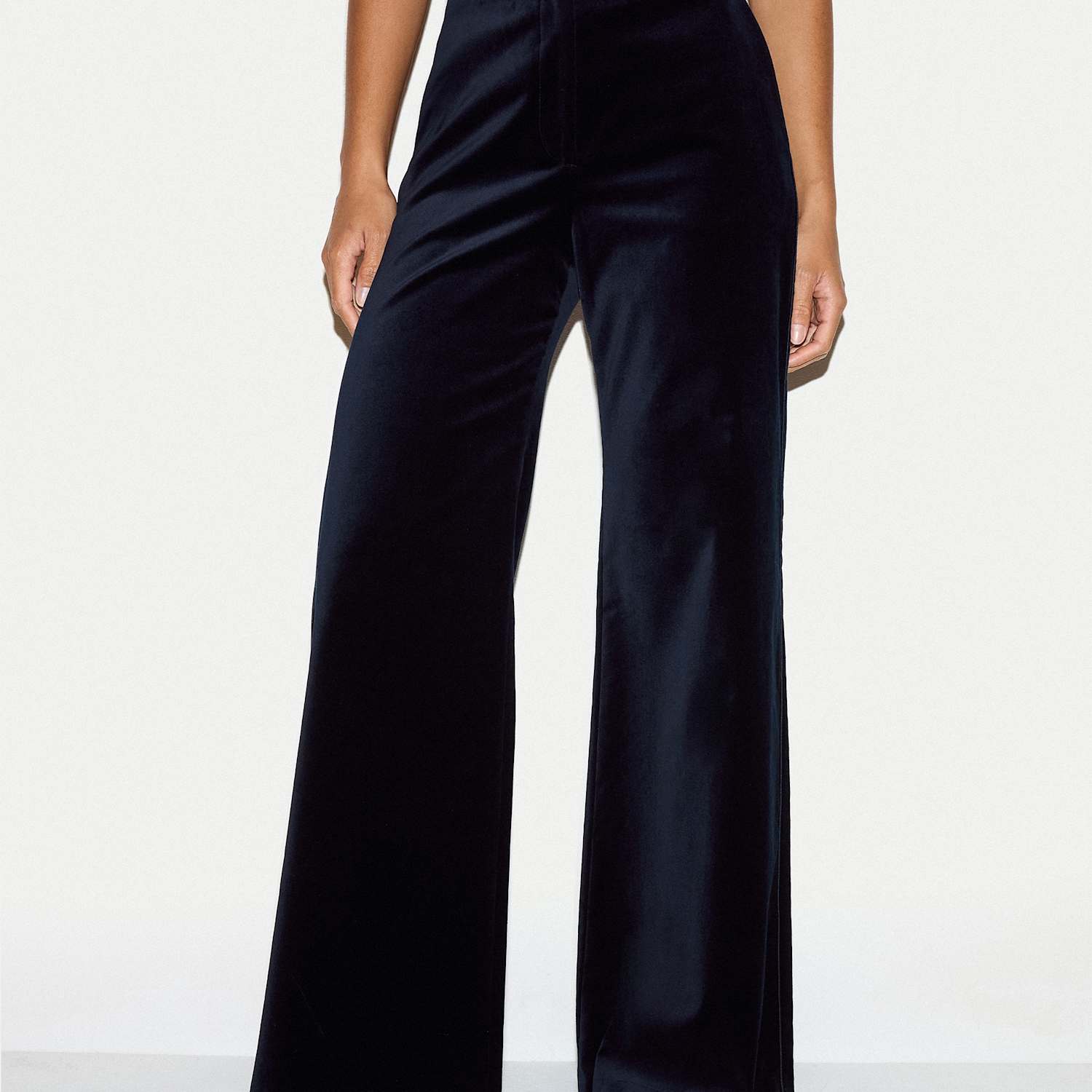 Jigsaw Women's Velvet Textured Wide Leg Trousers - 10 - Navy - Available at M&S