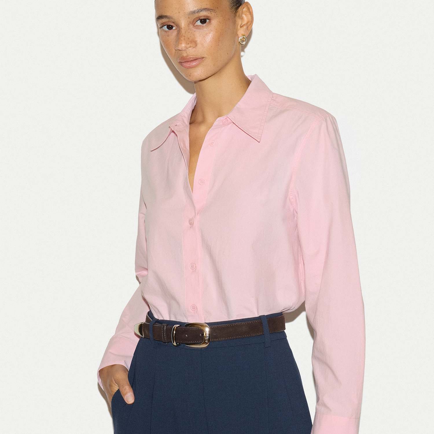 Jigsaw Women's Pure Cotton Collared Relaxed Shirt - 12 - Pink - Available at M&S