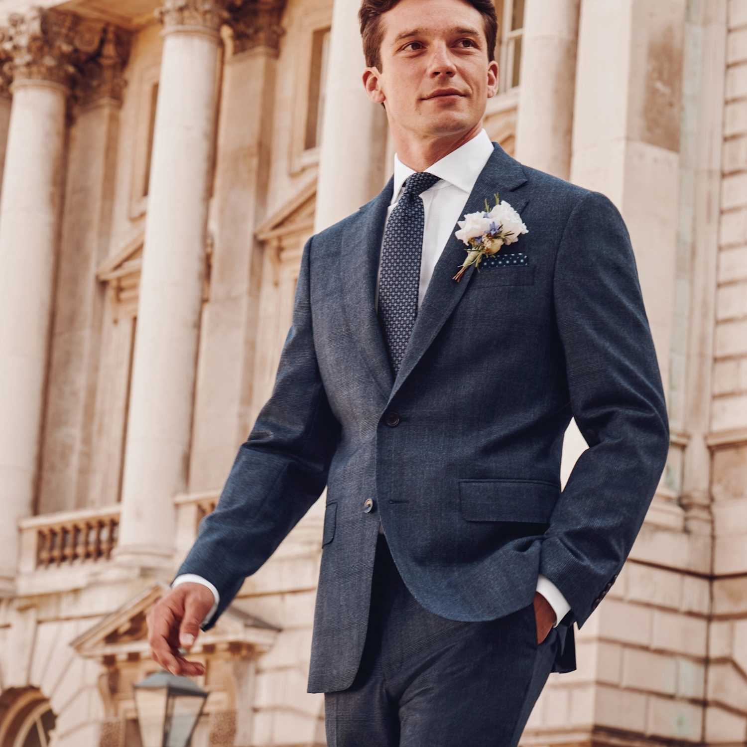 Charles Tyrwhitt Men's Slim Fit Super 120s Merino Wool Suit Jacket - 42 - Blue Mix - Available at M&S