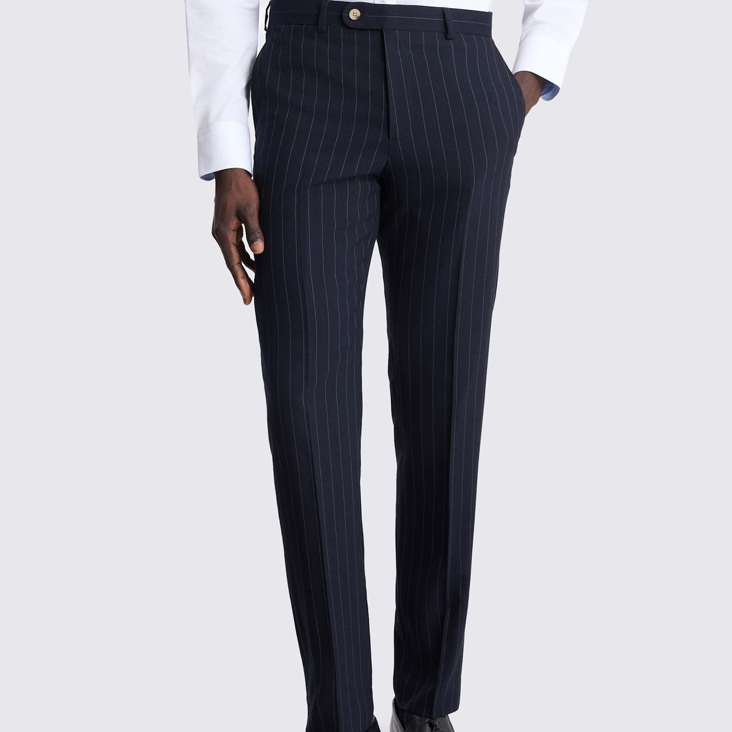 Moss Men's Tailored Fit Striped Stretch Suit Trousers - 32 - Navy Mix - Available at M&S