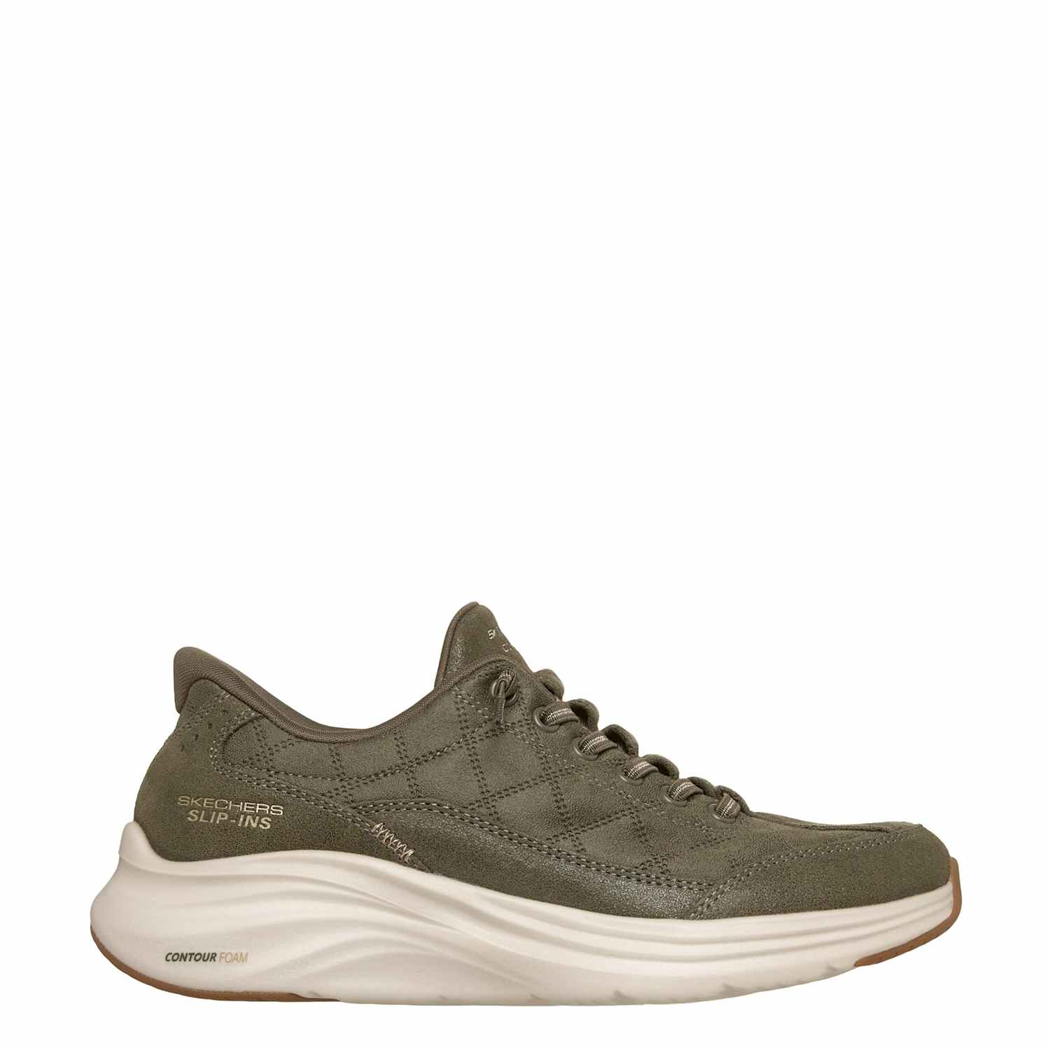 Skechers Women's Slip-Ins Contour Foam Leather Trainers - 5 - Olive - Available at M&S
