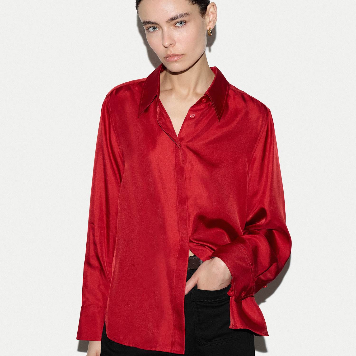 Jigsaw Women's Pure Silk Collared Relaxed Shirt - 14 - Available at M&S