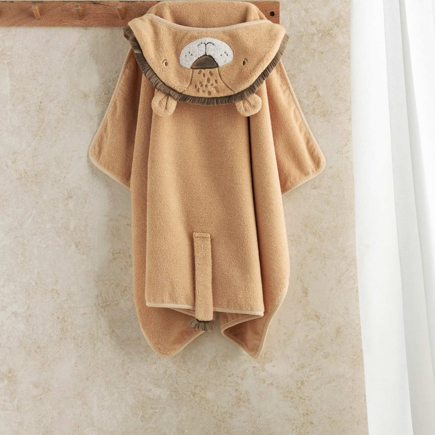 Mamas & Papas Kids Pure Cotton Hooded Lion Towel - Brown - Available at M&S