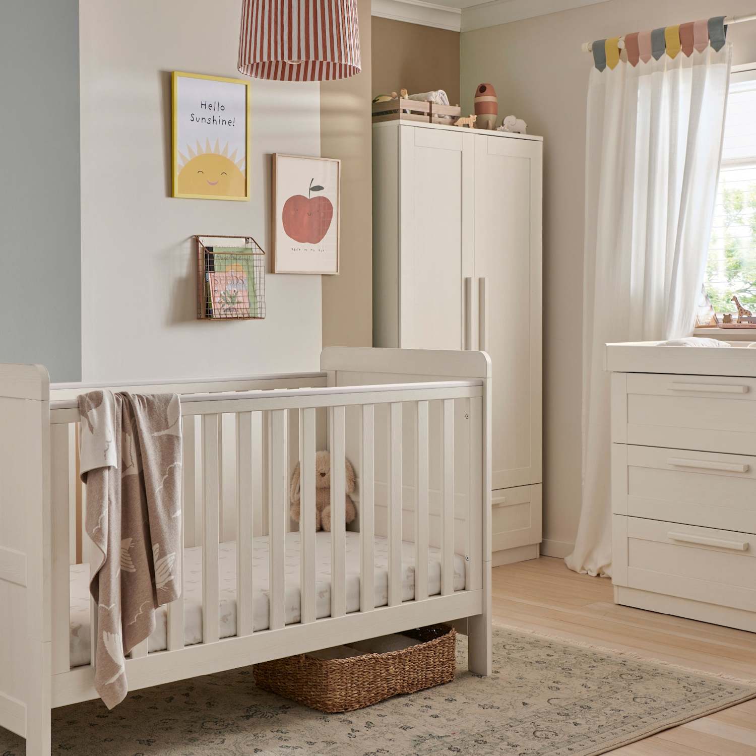 Mamas & Papas unisex Atlas 3 Piece Cot Bed, Dresser & Wardrobe Set - Stone - Available at M&S
