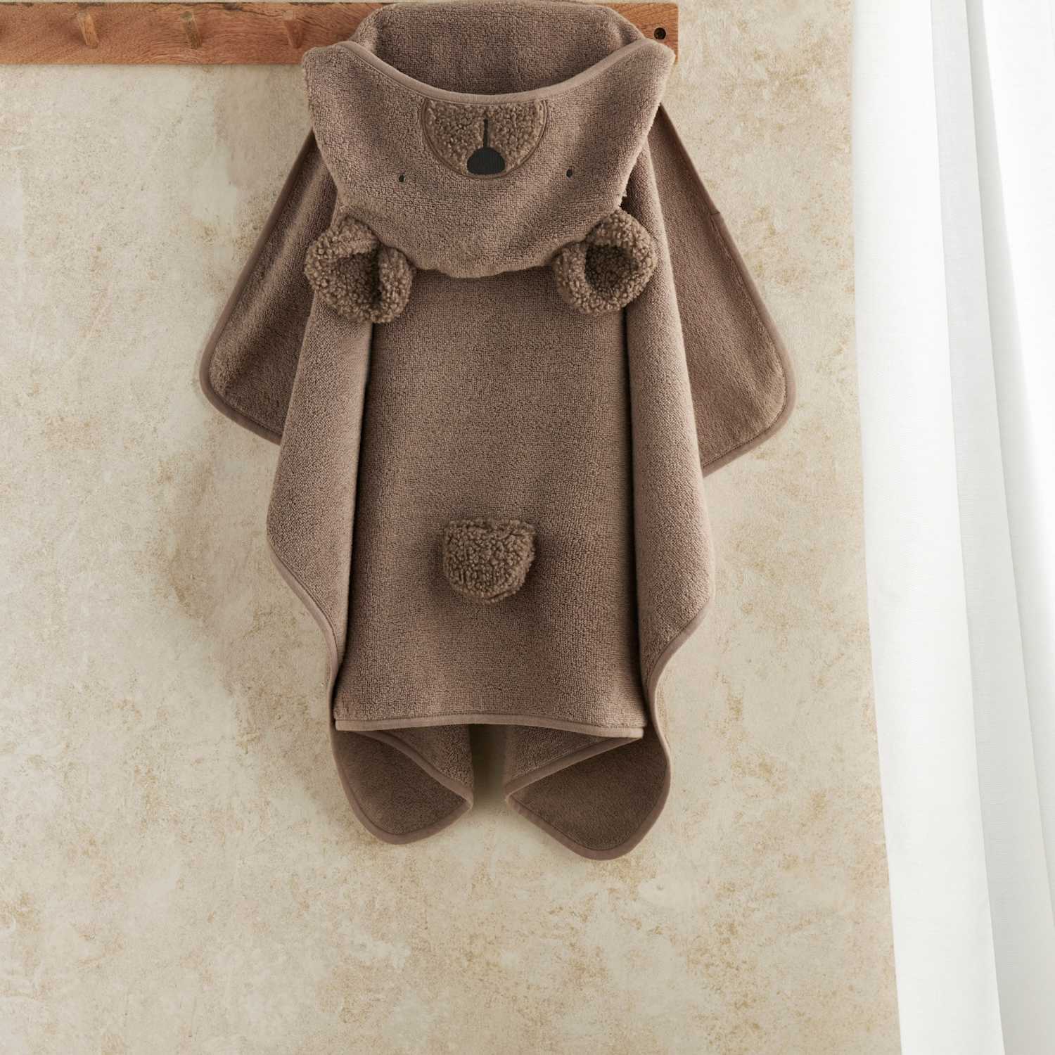 Mamas & Papas Kids Pure Cotton Hooded Bear Towel - Brown - Available at M&S