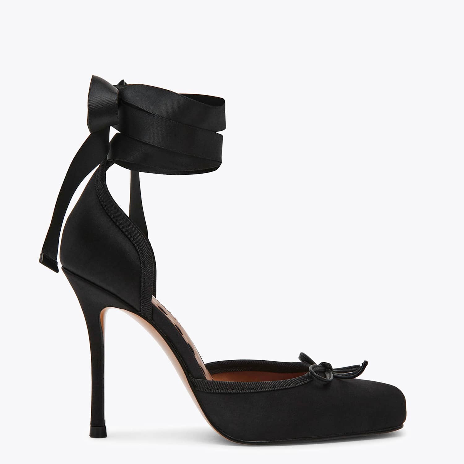 Steve Madden Women's Larina Satin Bow Ankle Strap Stiletto Heels - 7 - Black - Available at M&S