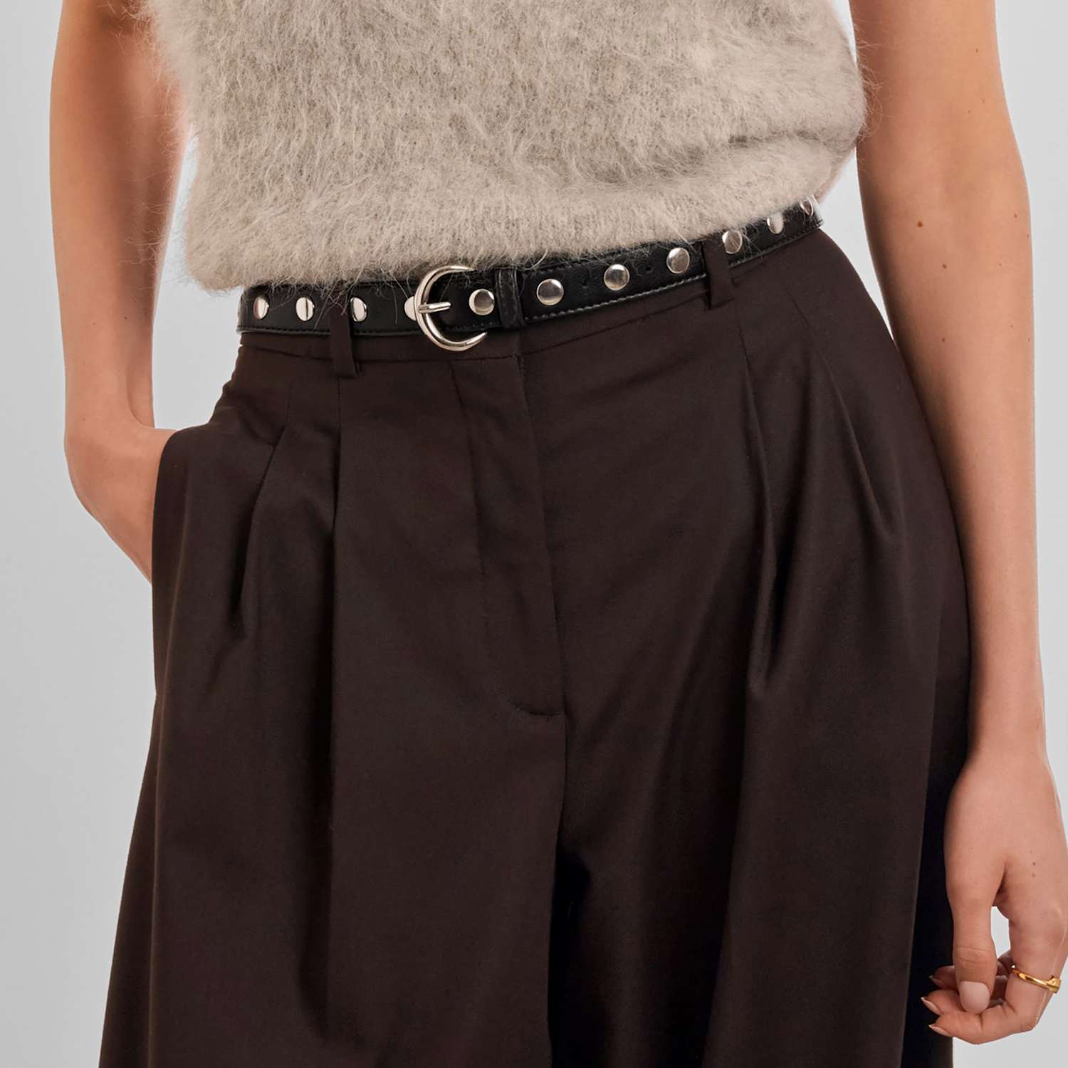 Katie Loxton Women's Faux Leather Studded Jeans Belt - Medium-Large - Black - Available at M&S