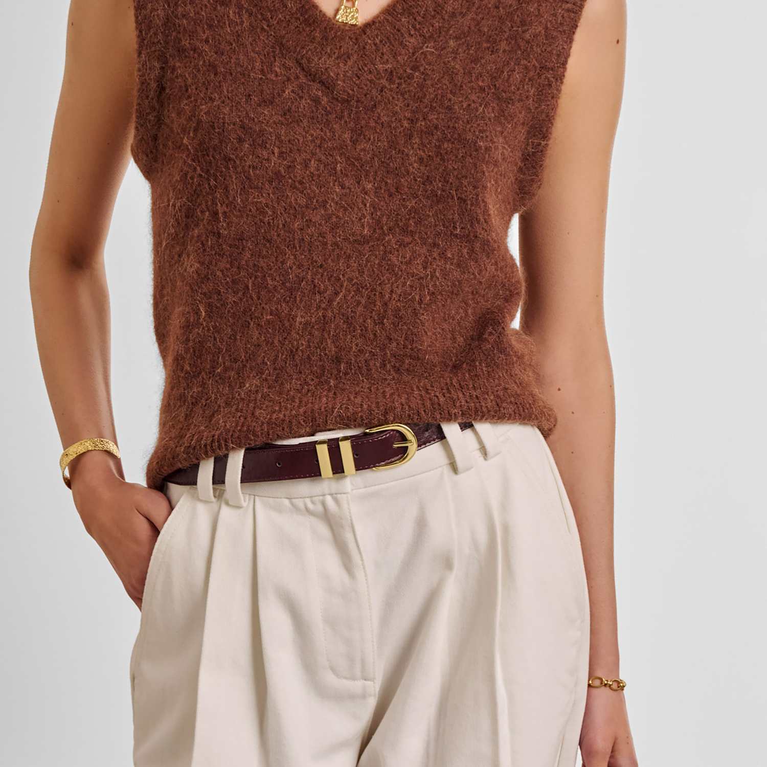 Katie Loxton Women's Faux Leather Buckle Jeans Belt - Small-Medium - Cherry Red - Available at M&S