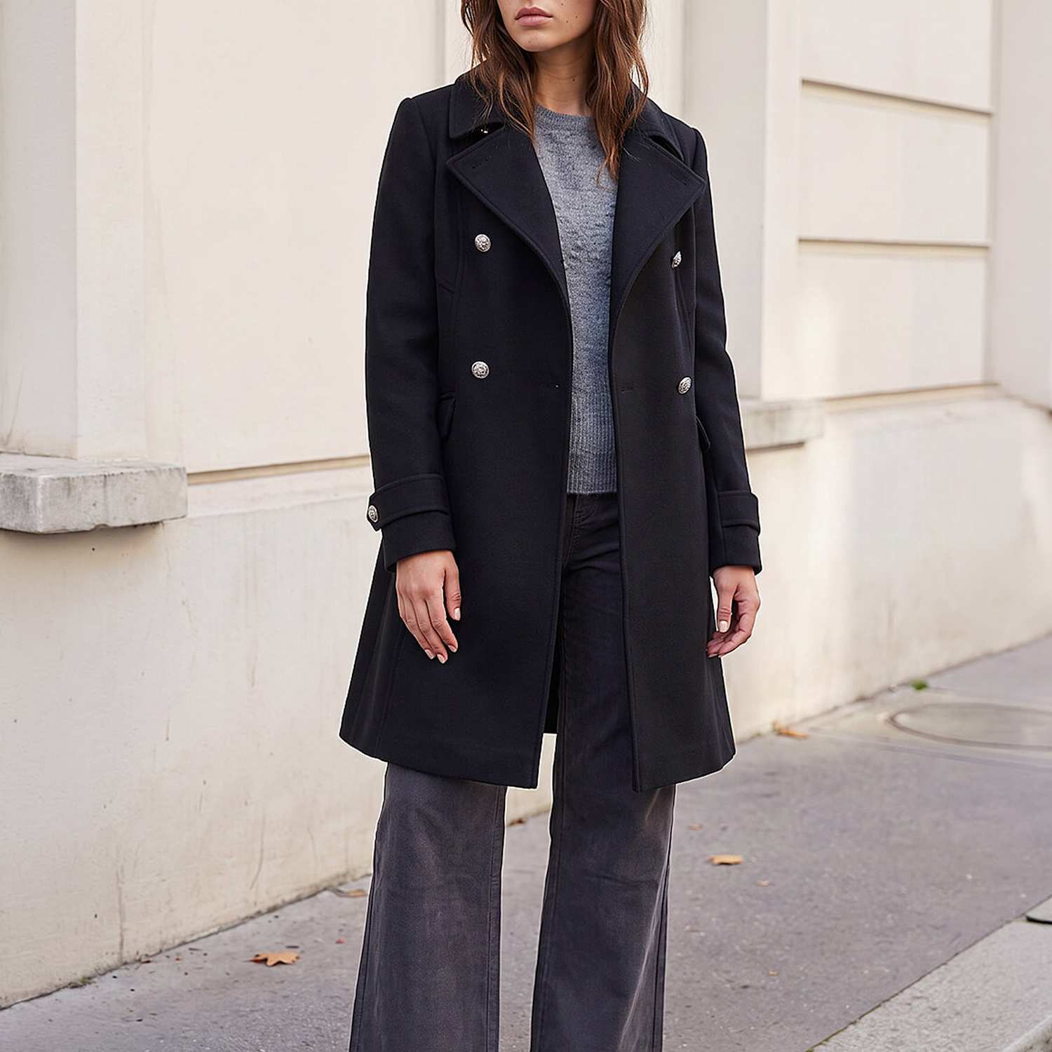 Roman Women's Petite Double Breasted Tailored Coat - 18 - Black - Available at M&S