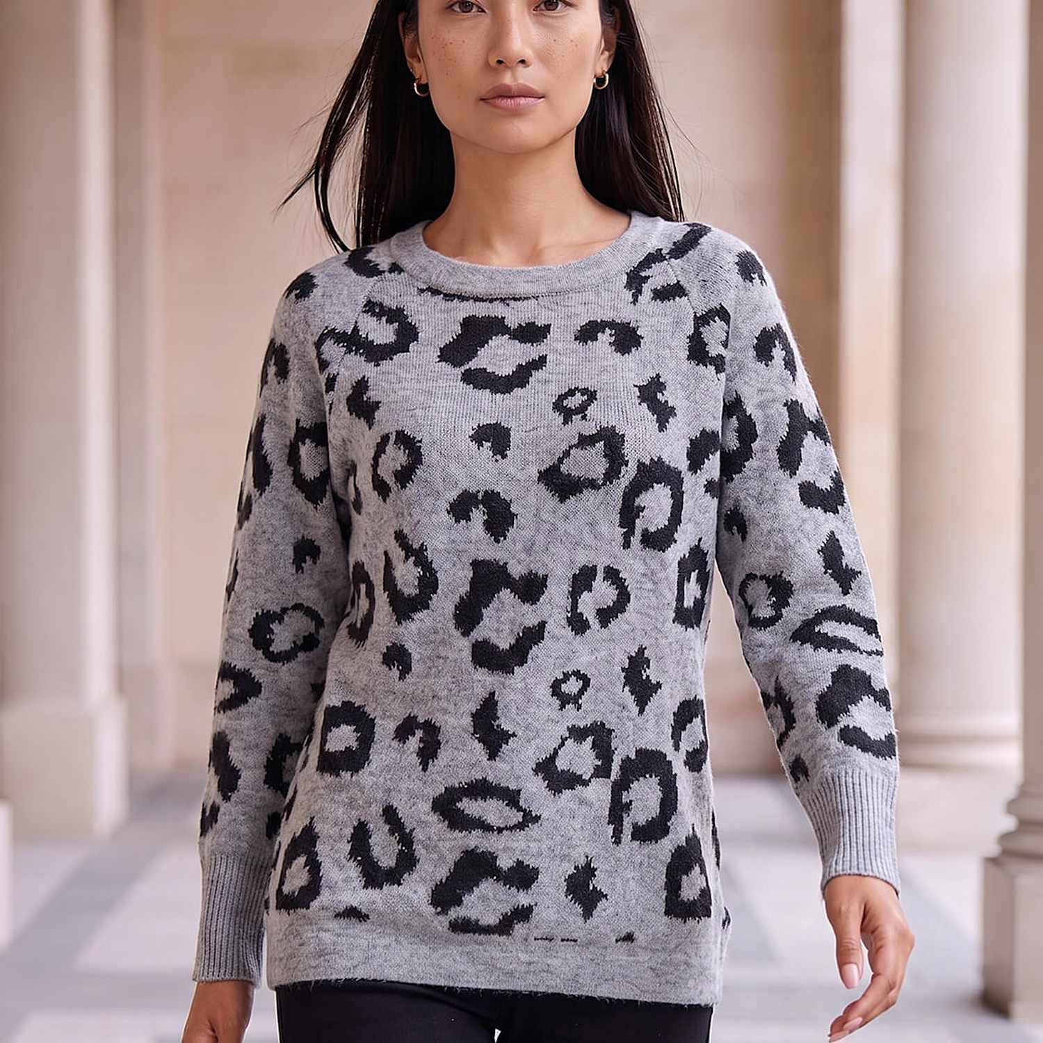 Roman Women's Animal Print Jumper - 12 - Grey - Available at M&S