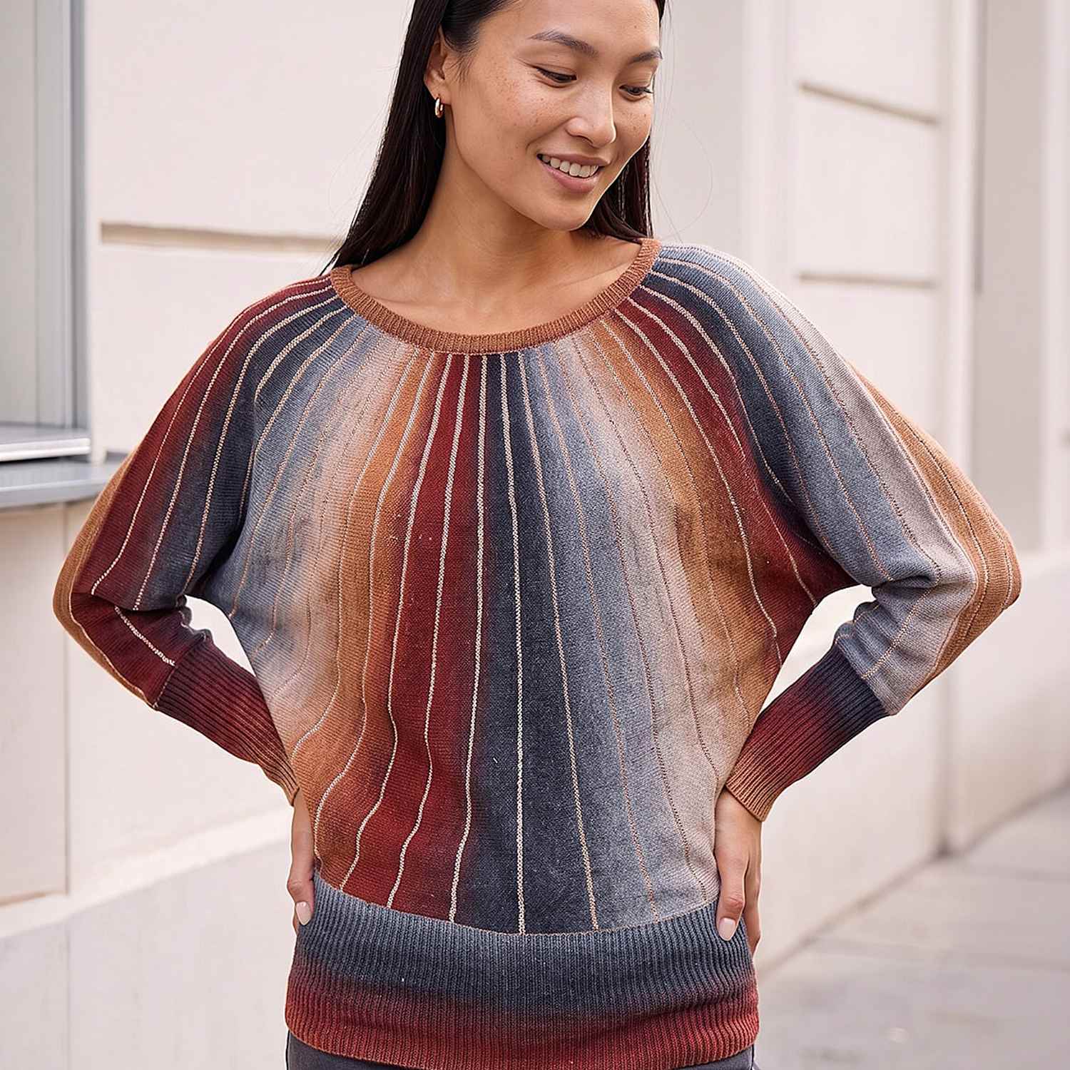 Roman Women's Space Dyed Sunray Batwing Sleeve Jumper - Large - Orange Mix - Available at M&S