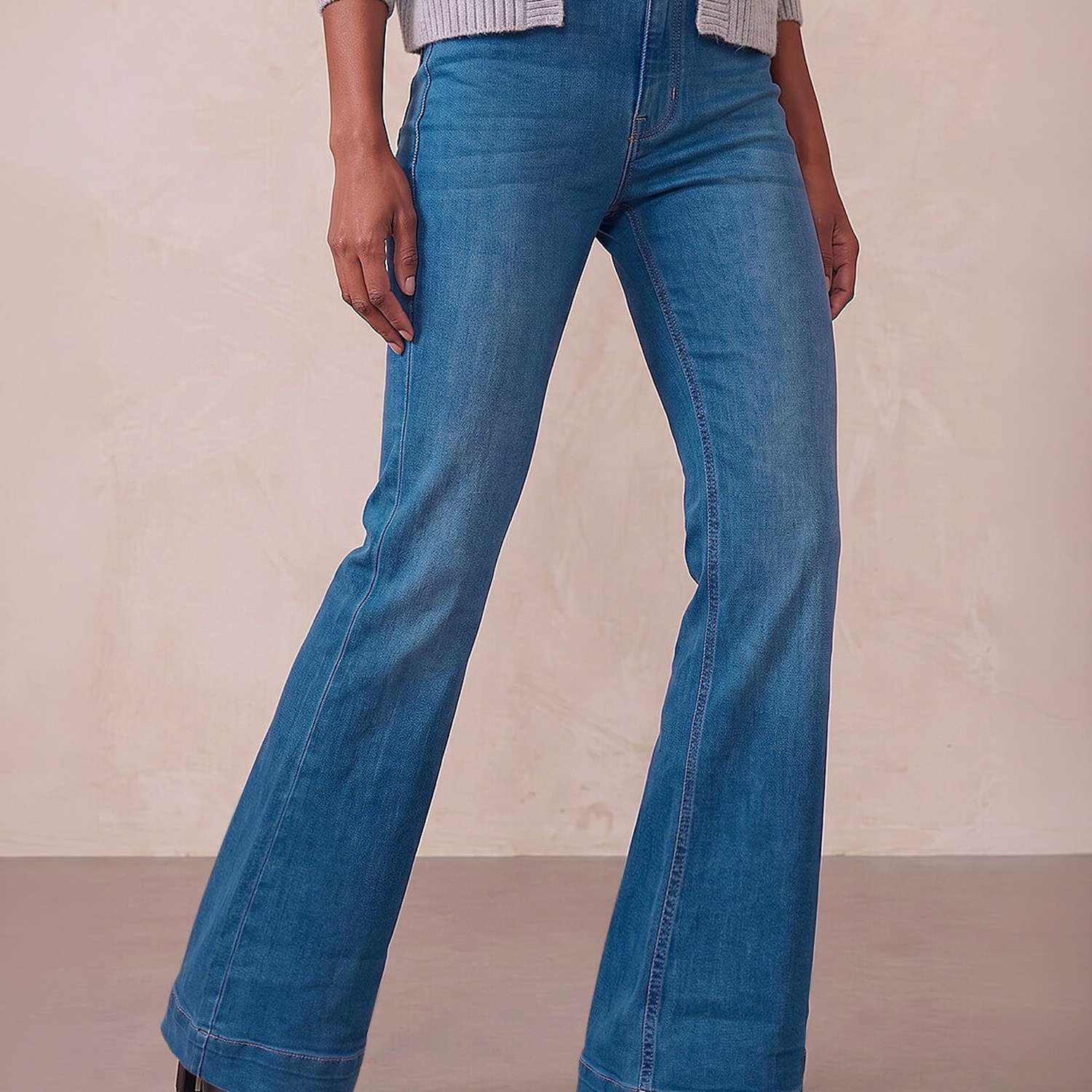 Roman Women's Petite High Waisted Stretch Flared Jeans - 16 - Denim - Available at M&S