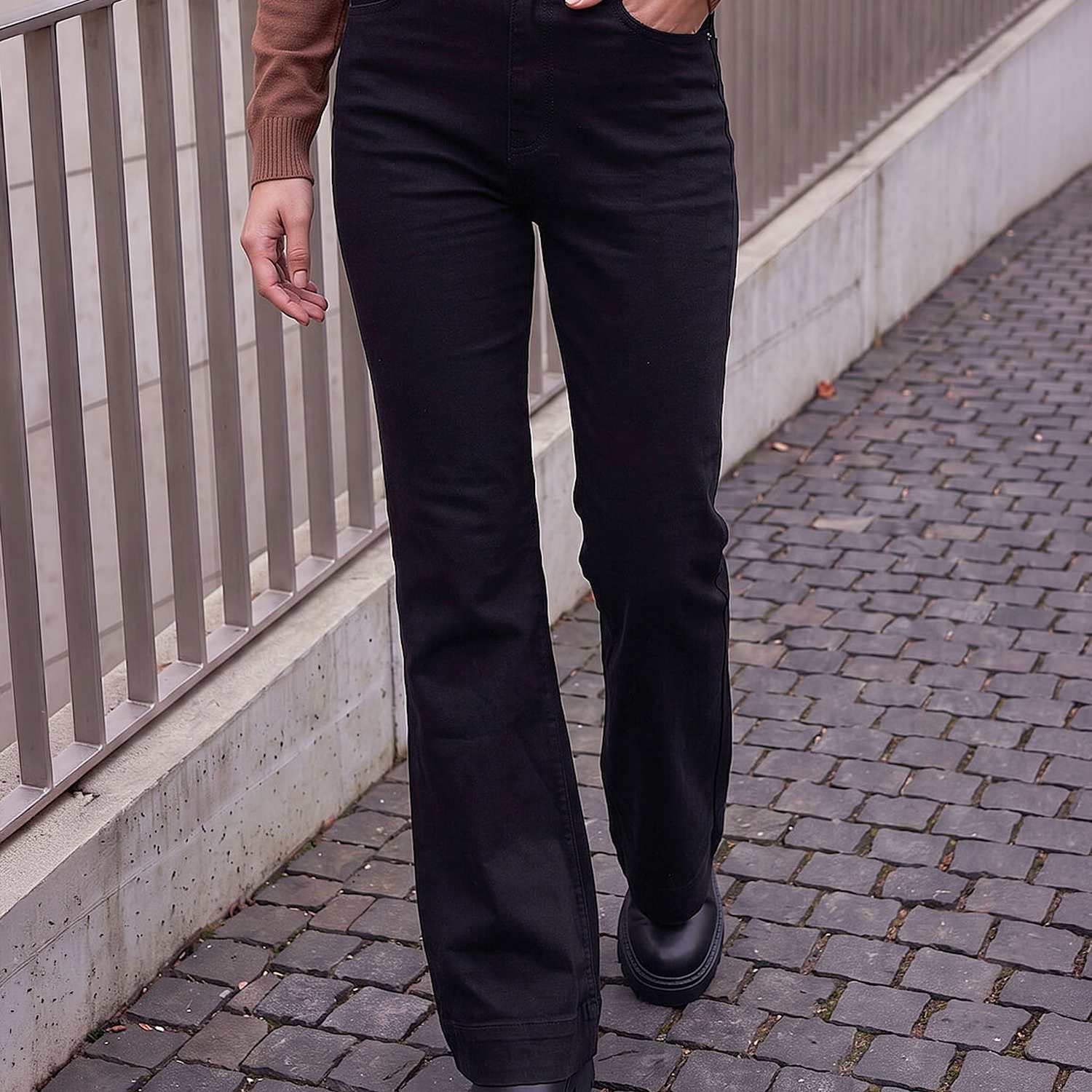 Roman Women's Petite Mid Rise Flared Jeans - 12 - Black - Available at M&S