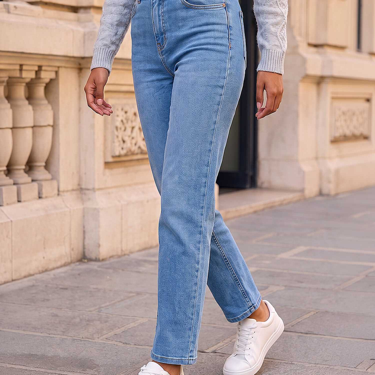 Roman Women's Petite Mid Rise Straight Leg Jeans - 14 - Denim - Available at M&S