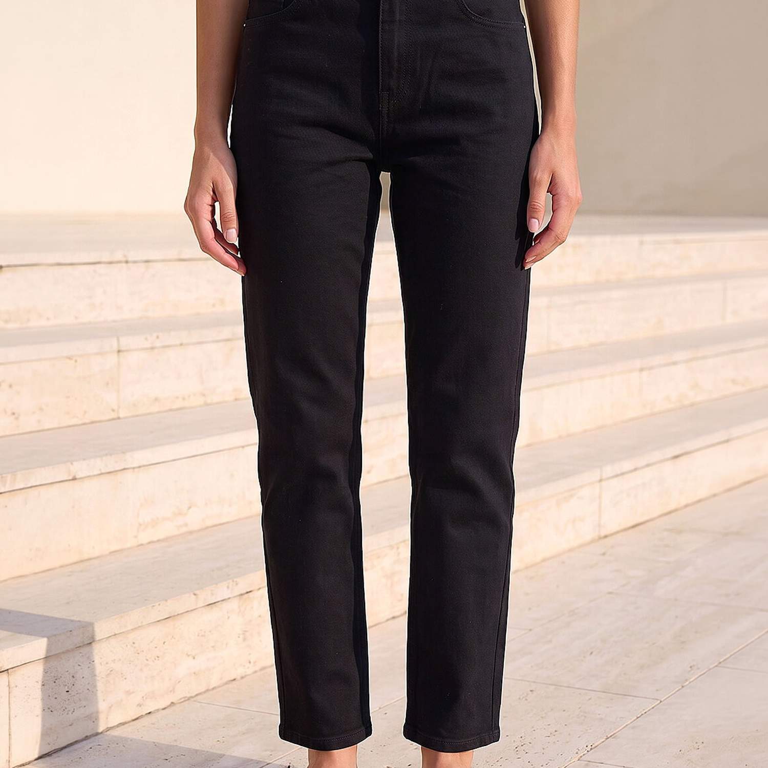 Roman Women's Petite Mid Rise Straight Leg Jeans - 10 - Black - Available at M&S