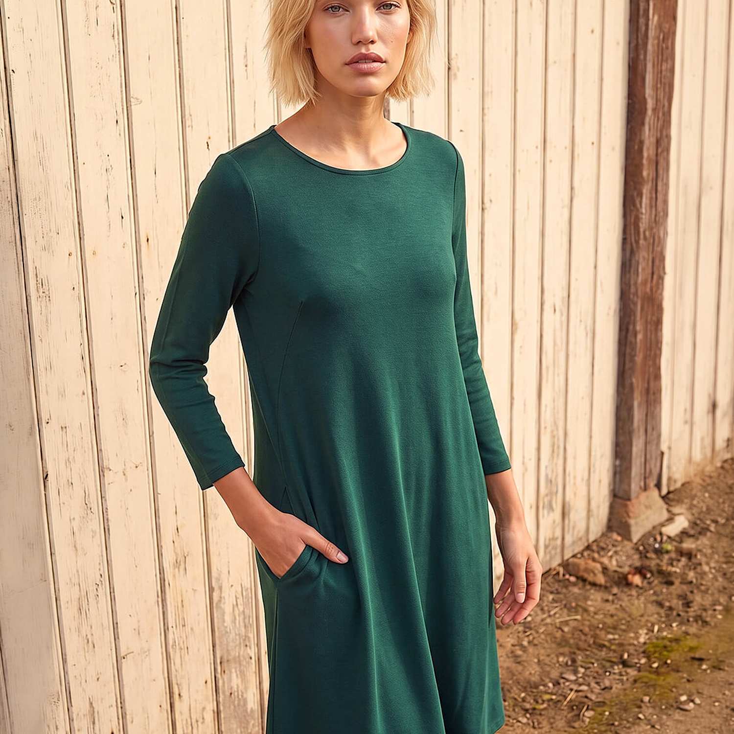 Roman Women's Jersey Knee Length Swing Dress - 16 - Dark Green - Available at M&S