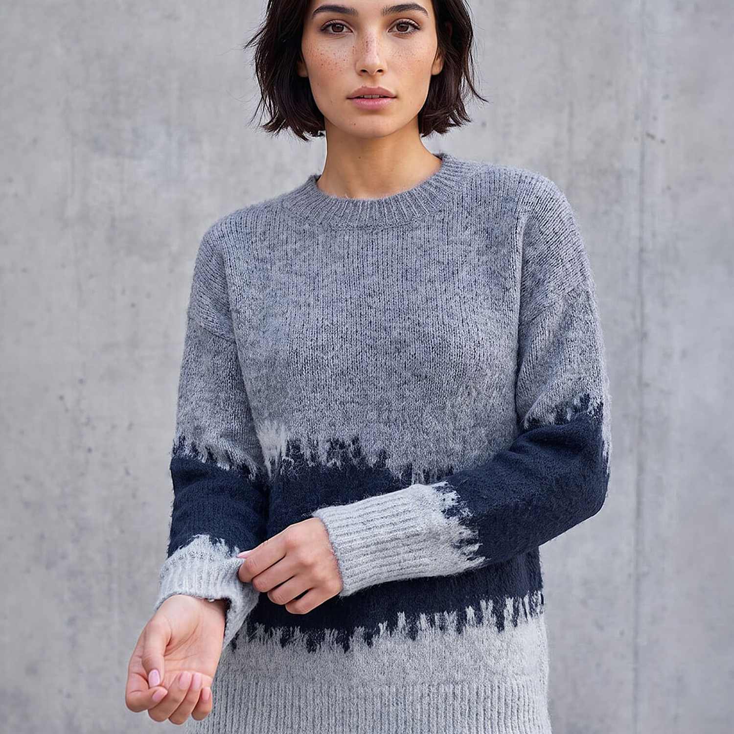 Roman Women's Petite Abstract Colour Block Jumper - 18 - Navy Mix - Available at M&S