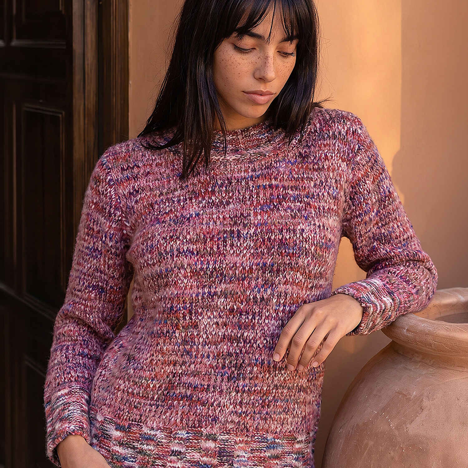 Roman Women's Petite Textured Crew Neck Jumper - 12 - Pink Mix - Available at M&S