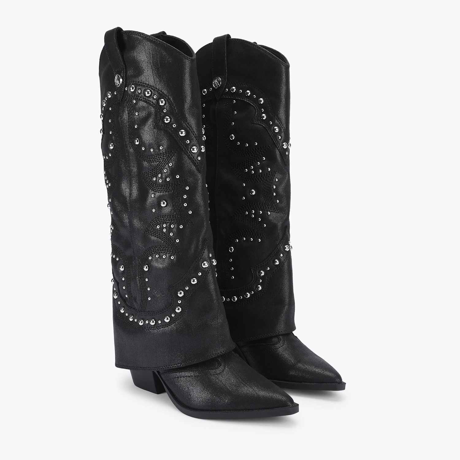 Steve Madden Women's Leather Studded Pointed Knee High Boots - 6 - Black - Available at M&S