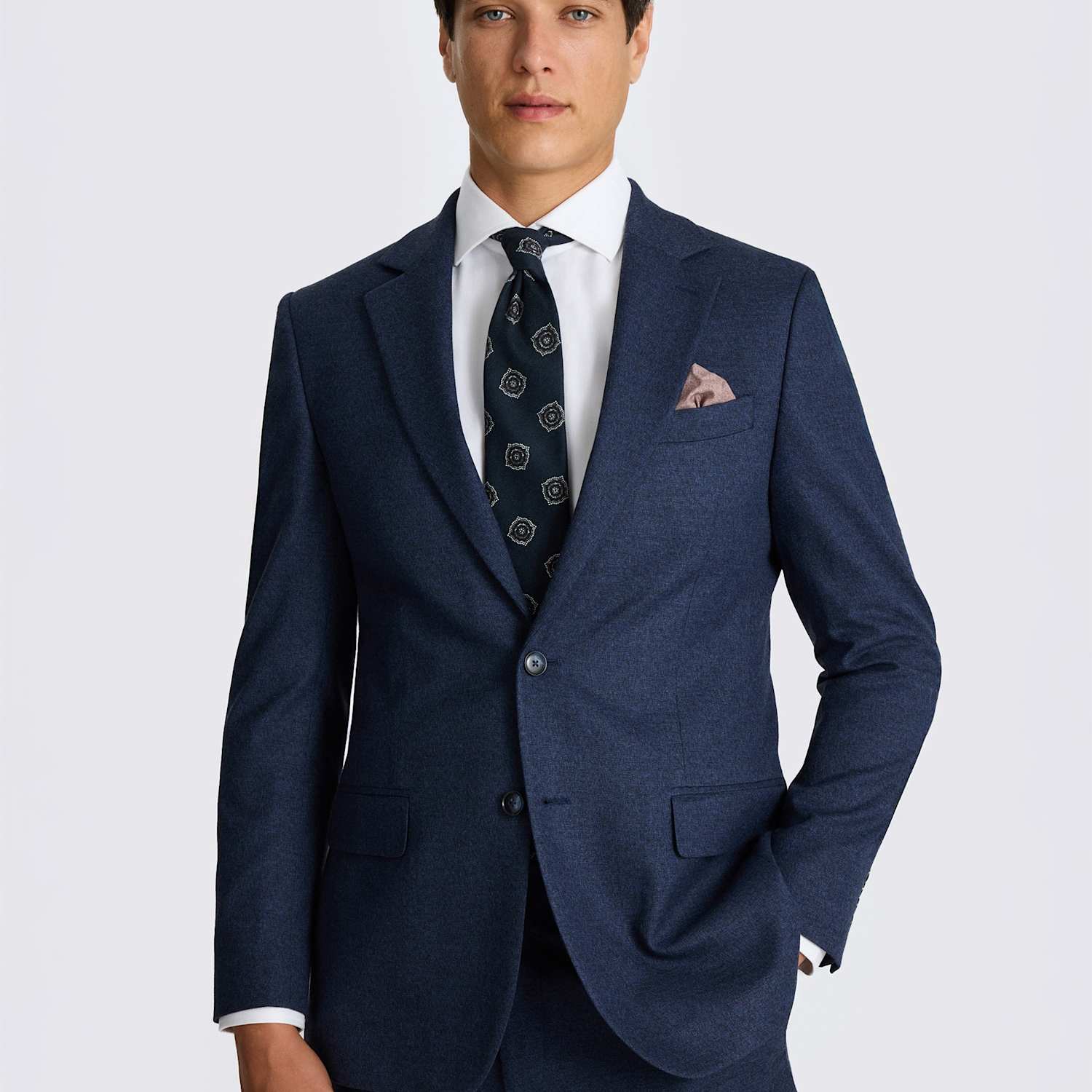 Moss Men's Tailored Fit Flannel Suit Jacket - 40 - Blue - Available at M&S