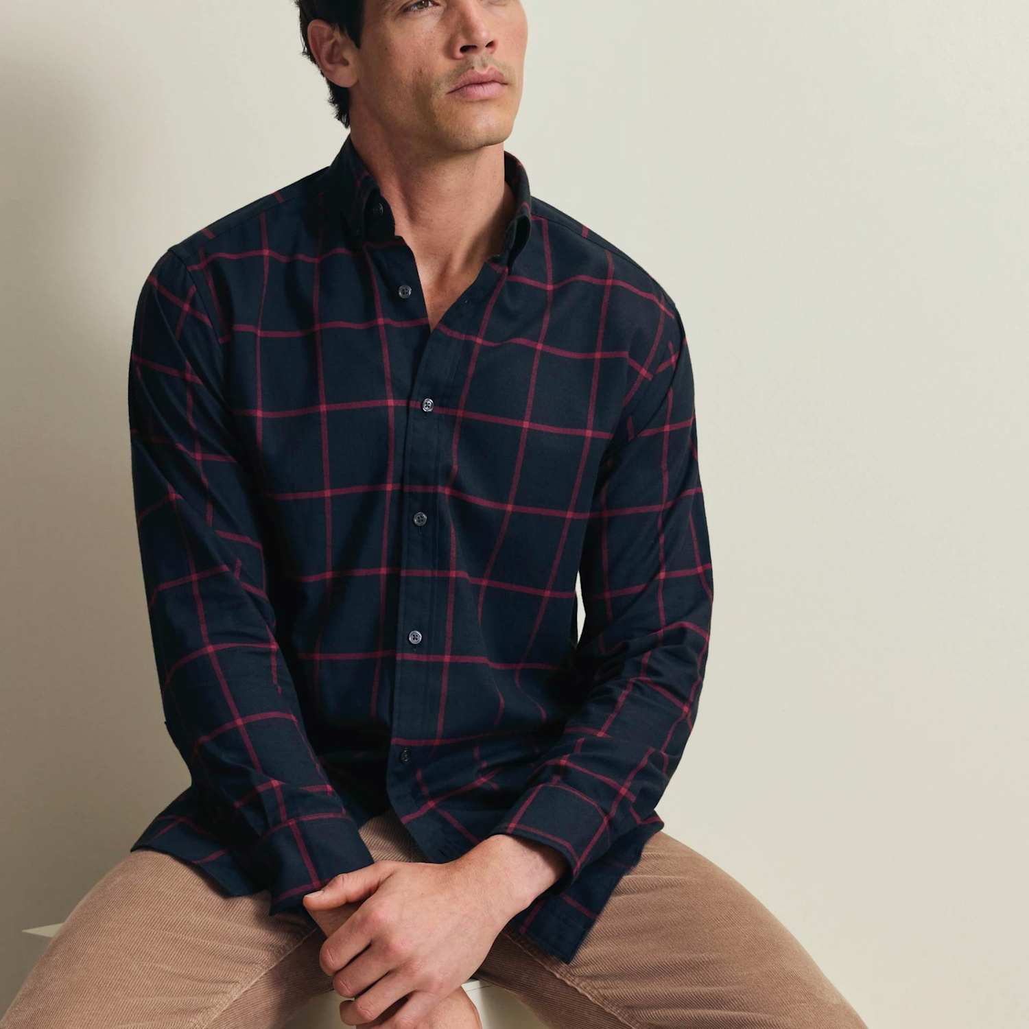 Charles Tyrwhitt Men's Regular Fit Brushed Cotton Check Flannel Shirt - S - Red Mix - Available at M&S