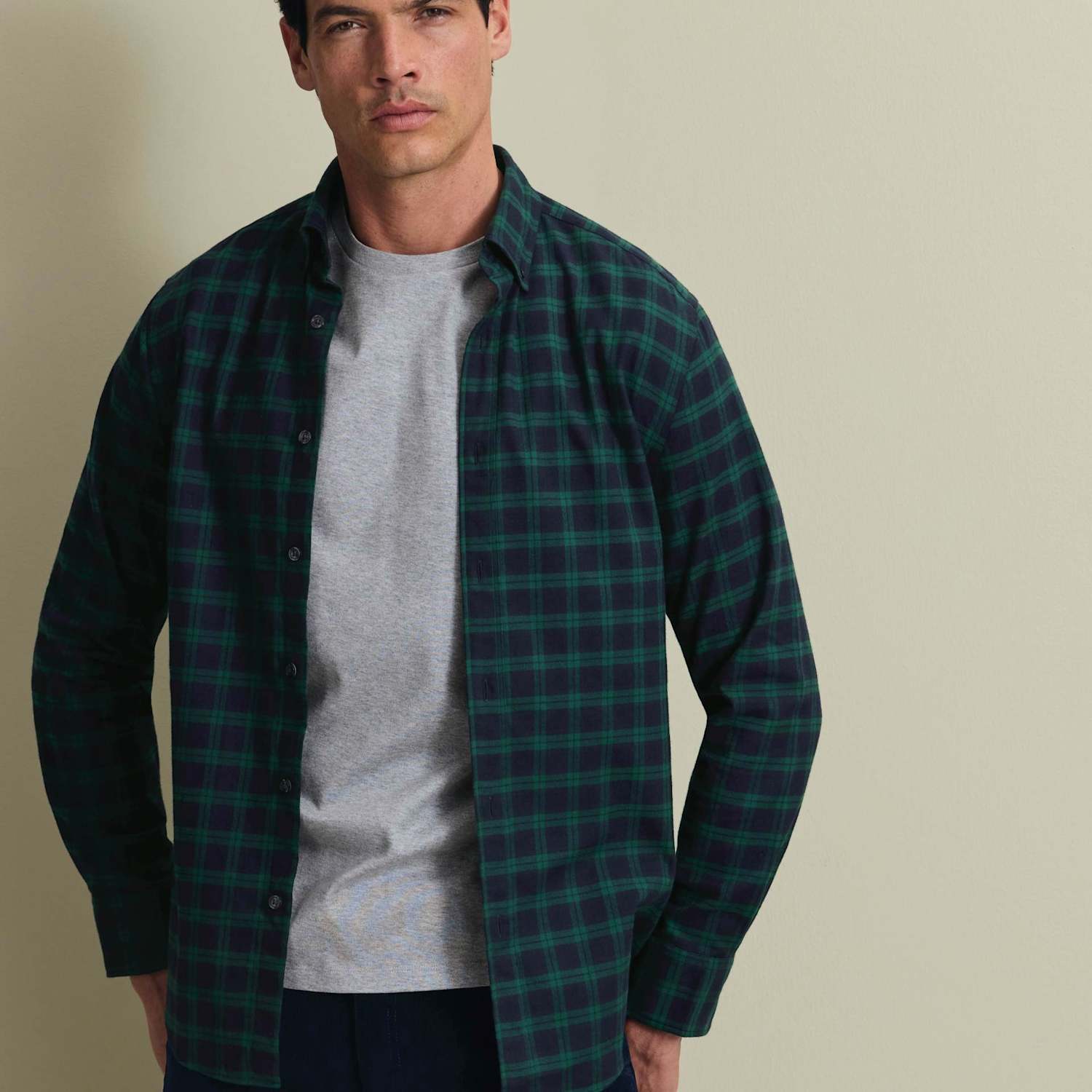 Charles Tyrwhitt Men's Regular Fit Brushed Cotton Check Flannel Shirt - XL - Navy Mix - Available at M&S