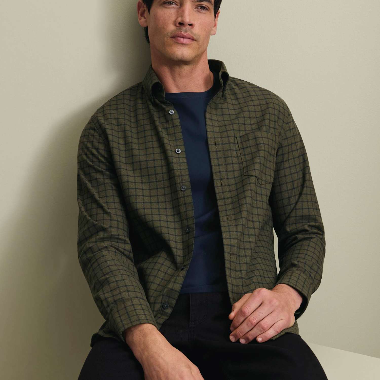 Charles Tyrwhitt Men's Regular Fit Non Iron Pure Cotton Check Twill Shirt - L - Green Mix - Available at M&S
