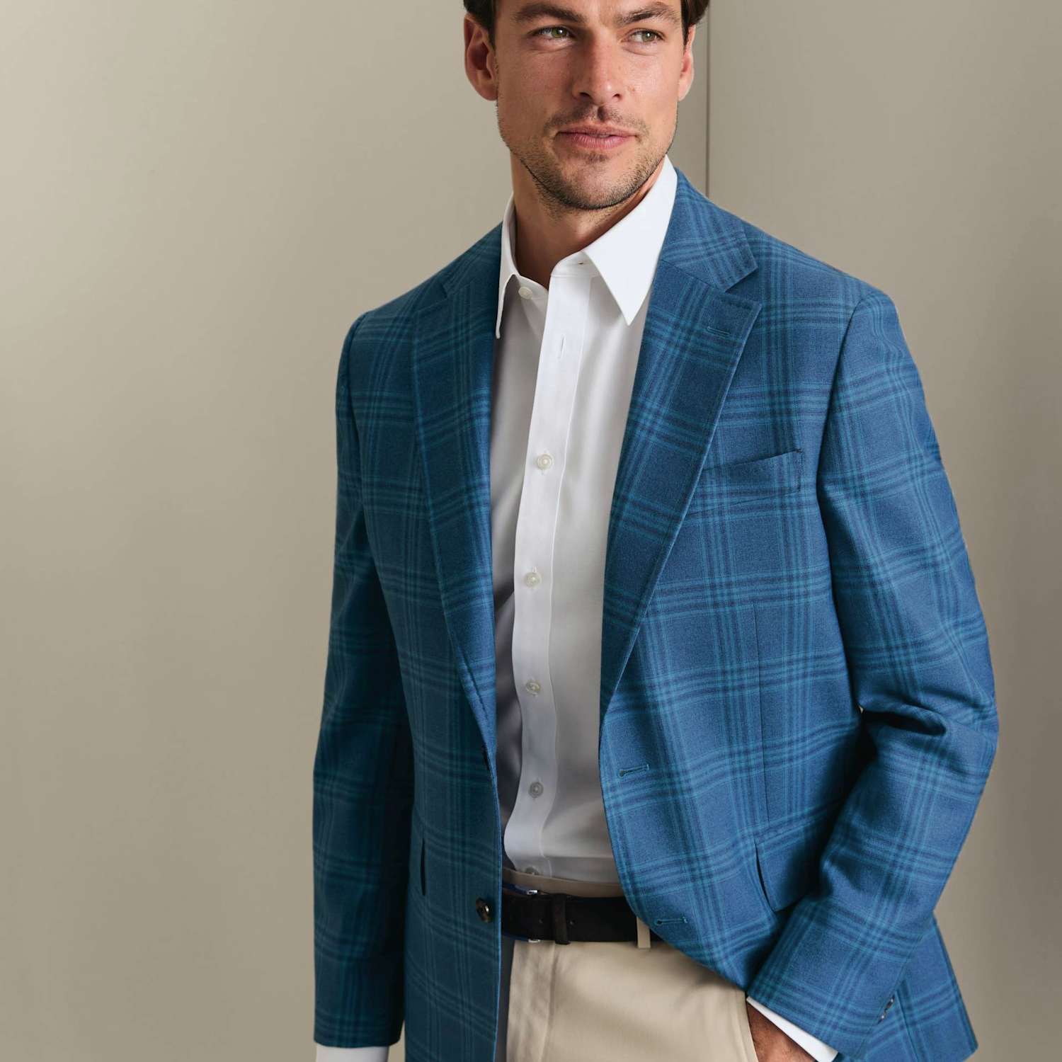 Charles Tyrwhitt Men's Wool Blend Wax Jacket - 38 - Blue Mix - Available at M&S
