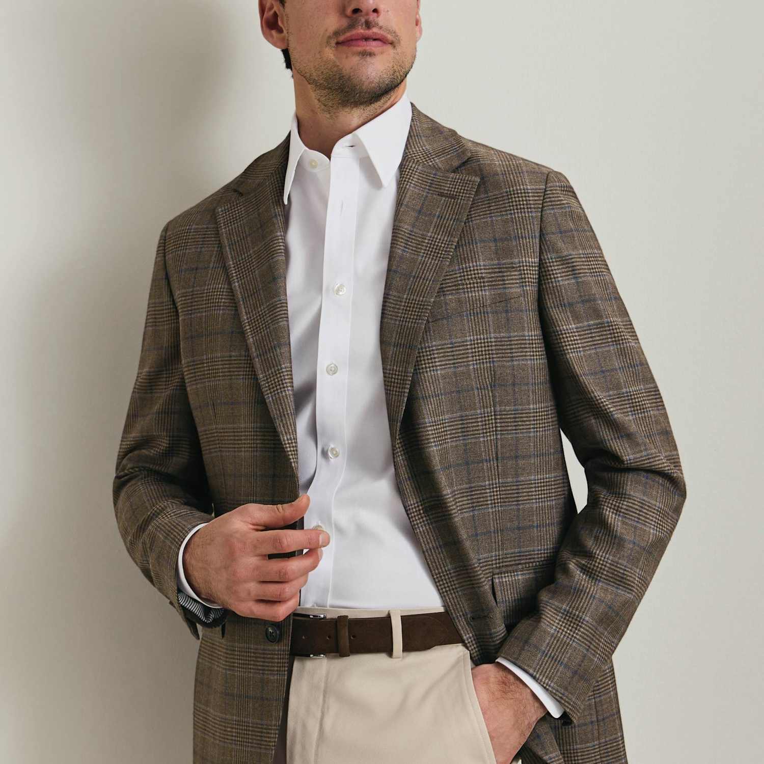 Charles Tyrwhitt Men's Wool Blend Wax Jacket - 42 - Brown Mix - Available at M&S