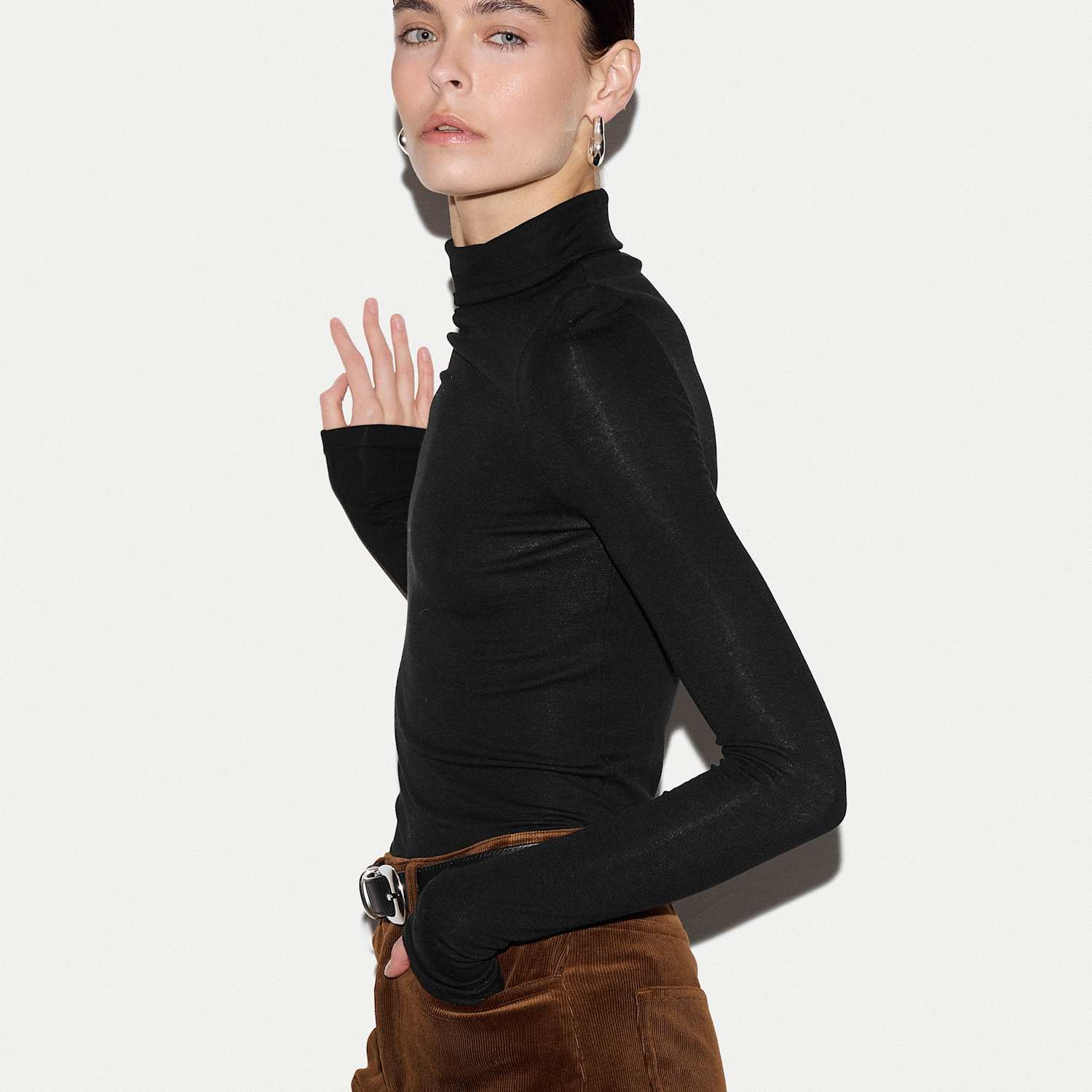 Jigsaw Women's Lyocell Roll Neck Top - Small - Black - Available at M&S