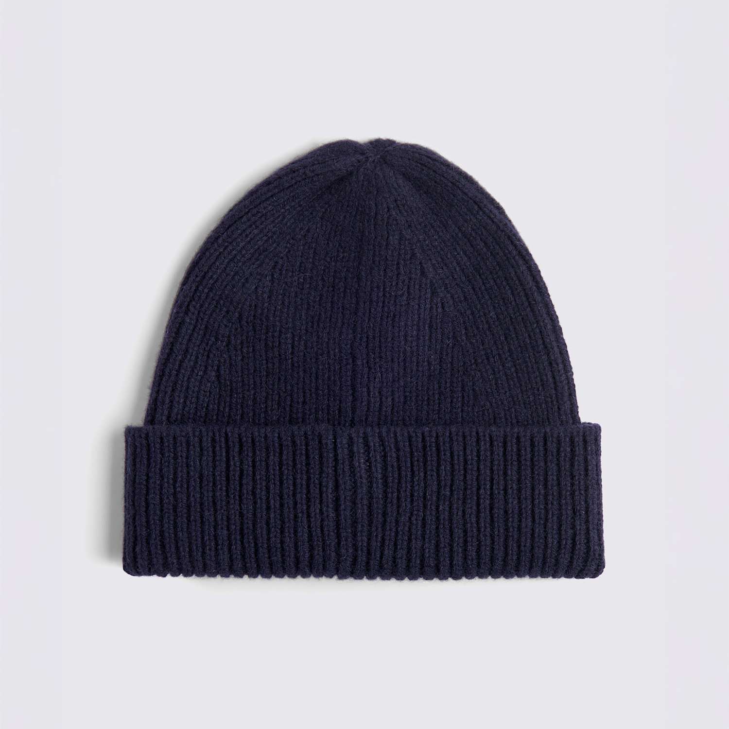 Moss Men's Lambswool Rich Ribbed Beanie with Cashmere - Navy - Available at M&S