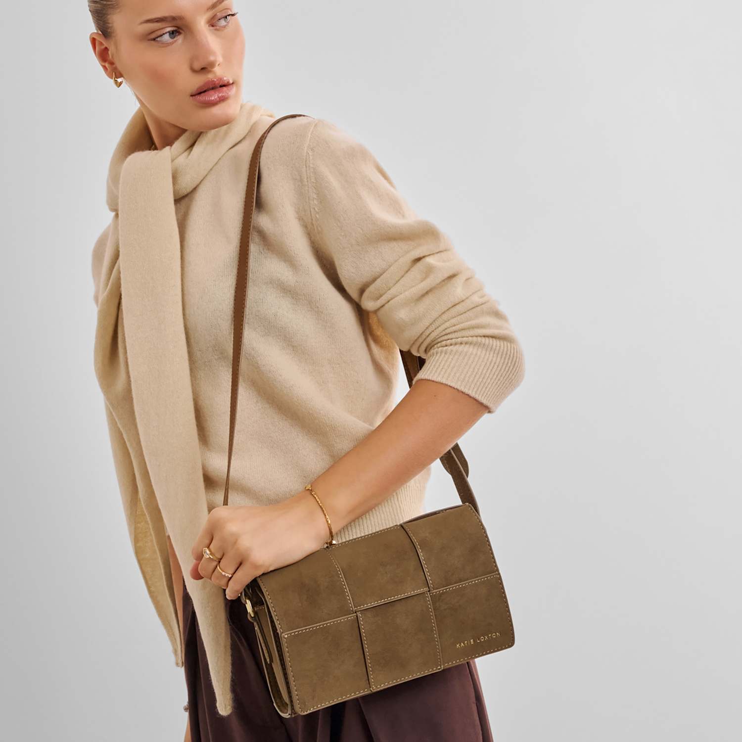 Katie Loxton Women's Suedette Woven Cross Body Bag - Light Brown - Available at M&S