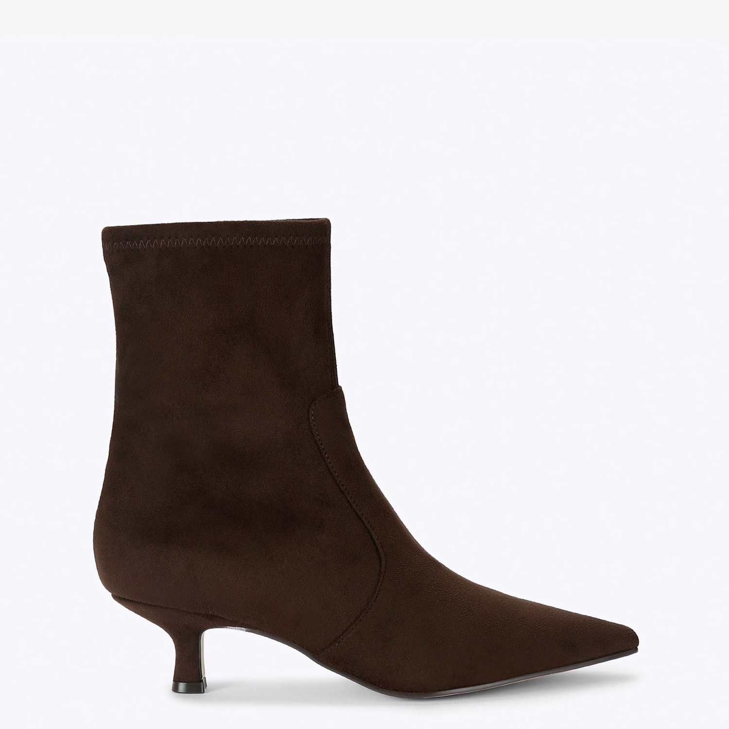 Steve Madden Women's Checklist Suedette Pointed Toe Kitten Heel Ankle Boots - 5 - Brown - Available at M&S