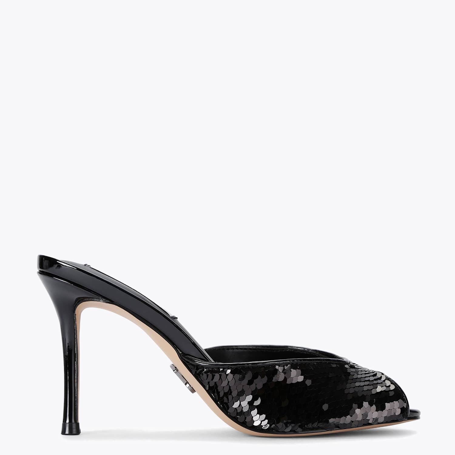 Steve Madden Women's Rollout Sequin Open Toe Stiletto Mules - 4 - Black - Available at M&S