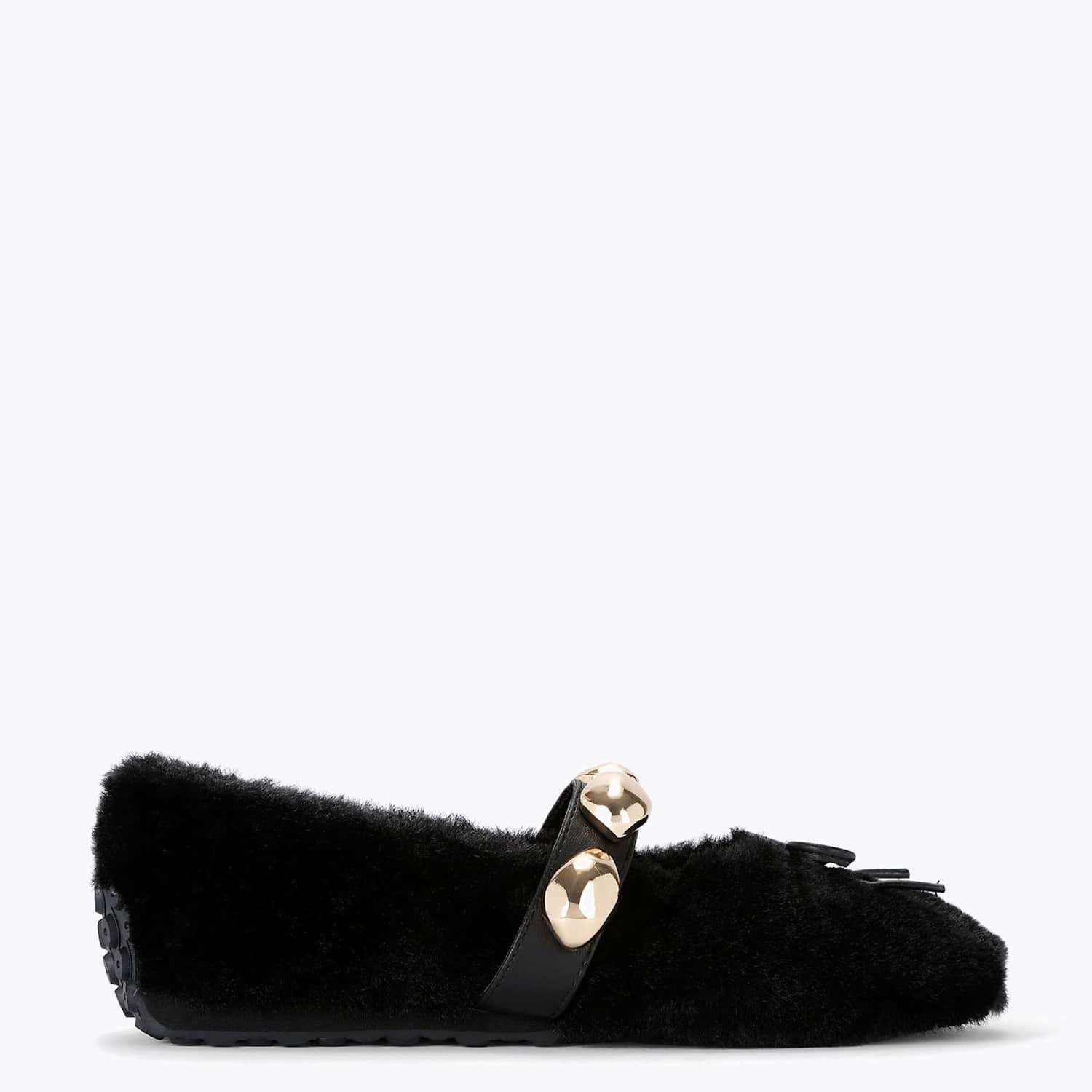 Steve Madden Women's Toasted Faux Fur Bow Buckle Pump Slippers - 5 - Black - Available at M&S