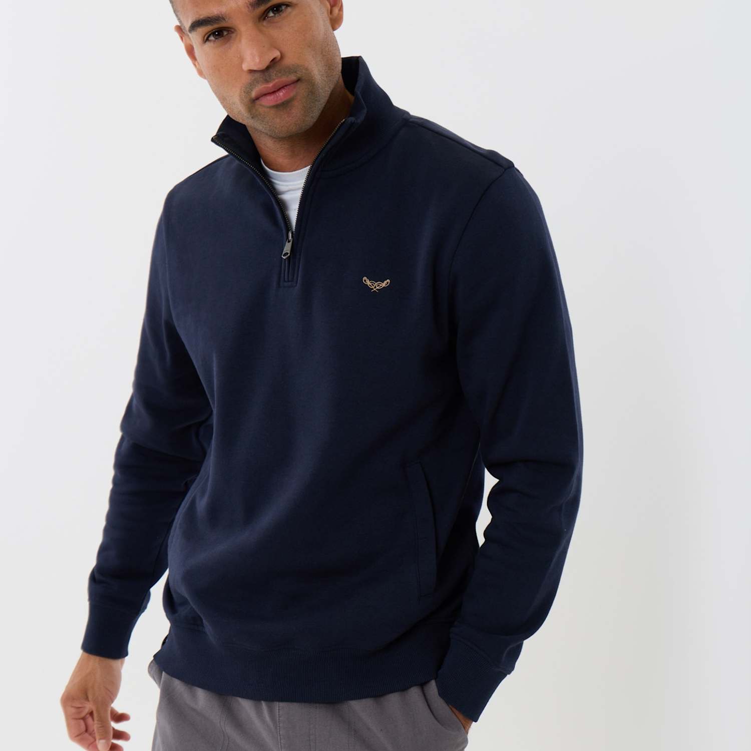 Threadbare Men's Cotton Rich Quarter Zip Sweatshirt - XL - Navy - Available at M&S
