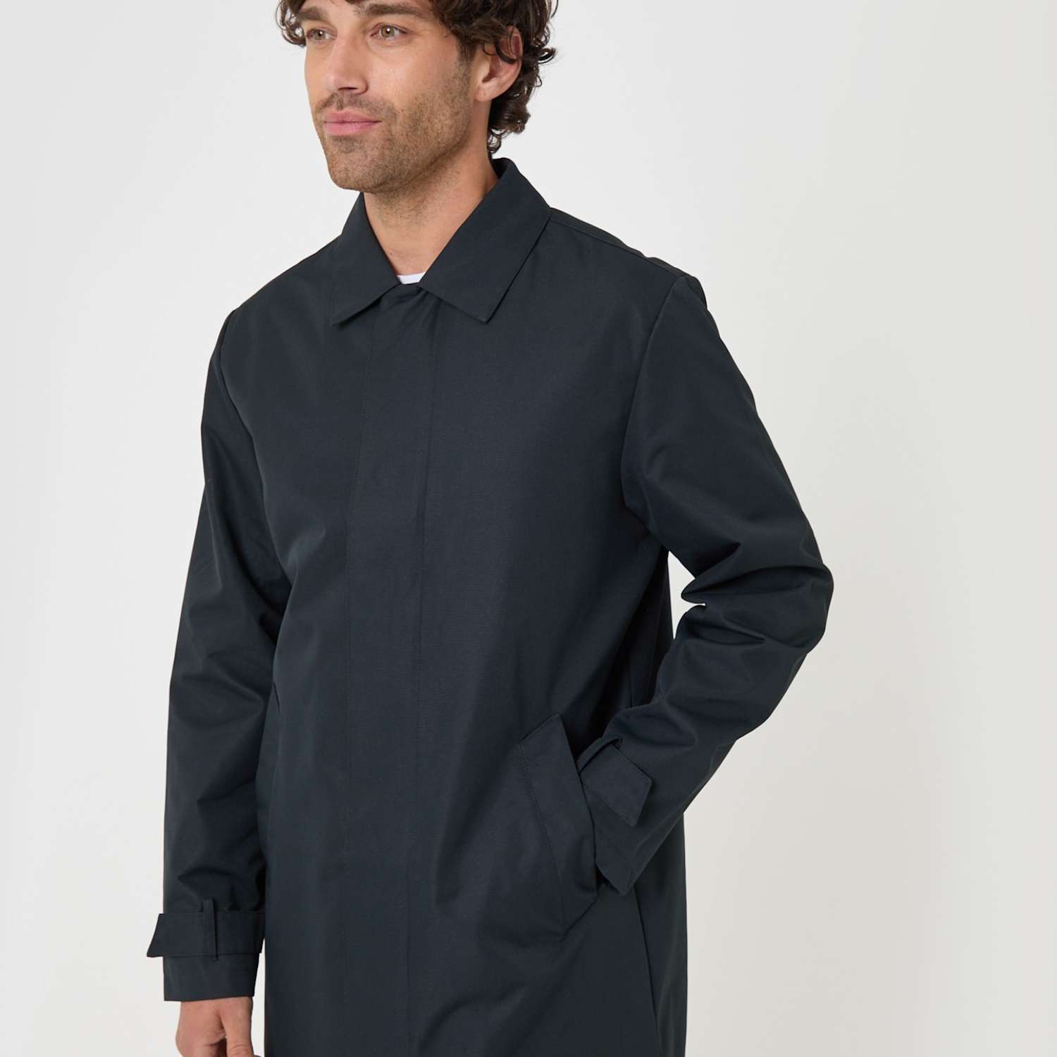 Threadbare Men's Showerproof Collared Longline Mac - L - Navy - Available at M&S