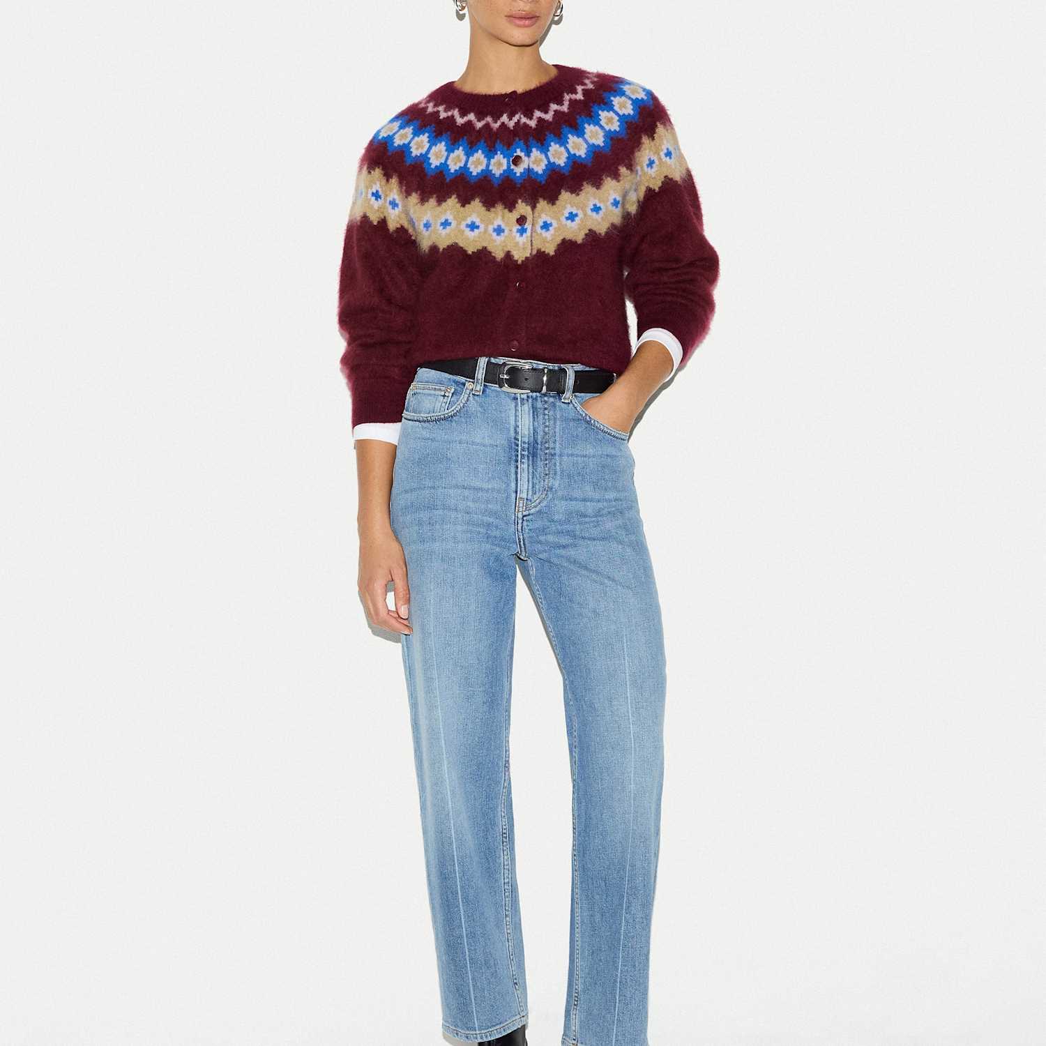 Jigsaw Women's Pure Cashmere Button Front Cardigan - Large - Burgundy Mix - Available at M&S