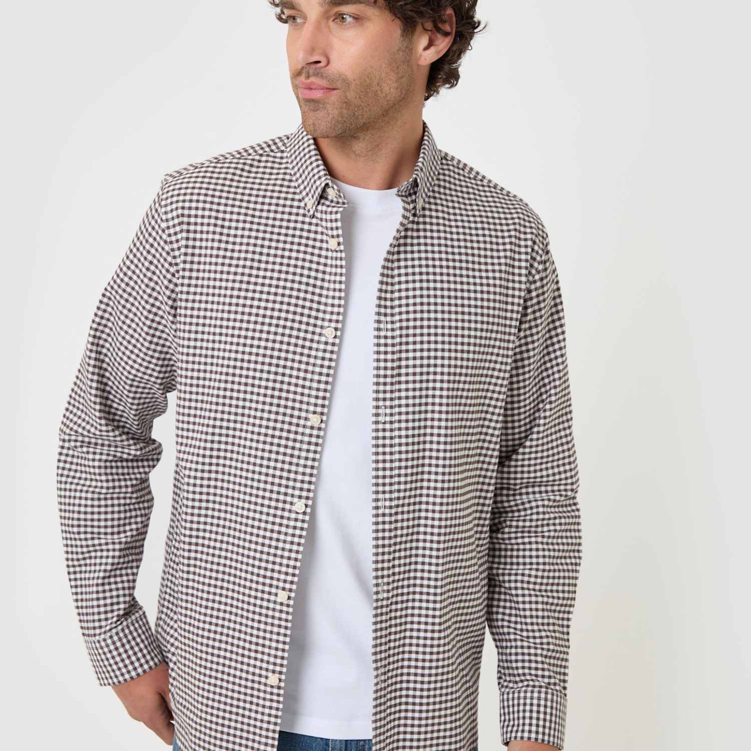Threadbare Men's Regular Fit Cotton Oxford Shirt - L - Brown Mix - Available at M&S