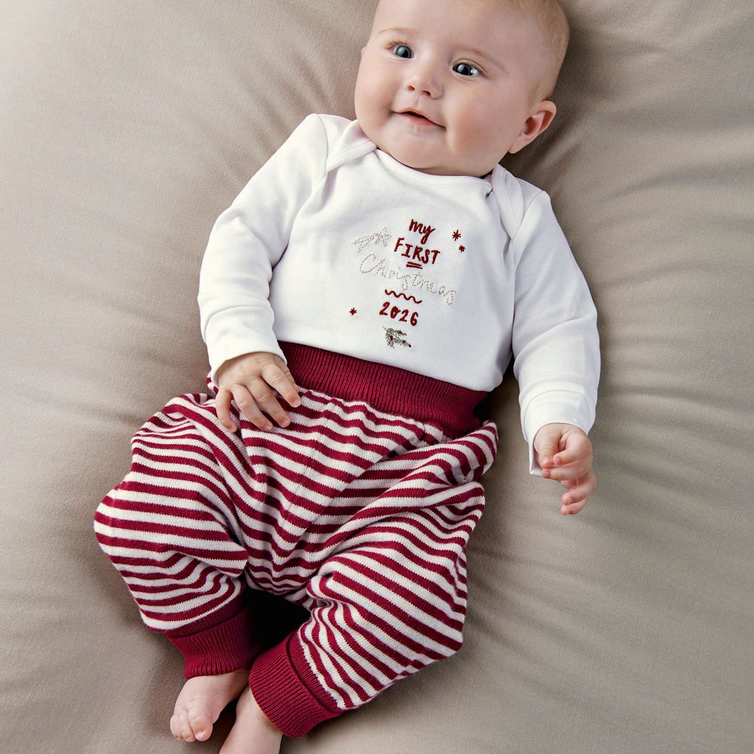 Mamas & Papas Kids Pure Cotton My First Christmas Embroidered Bodysuit - 3-6 Months - White - Available at M&S