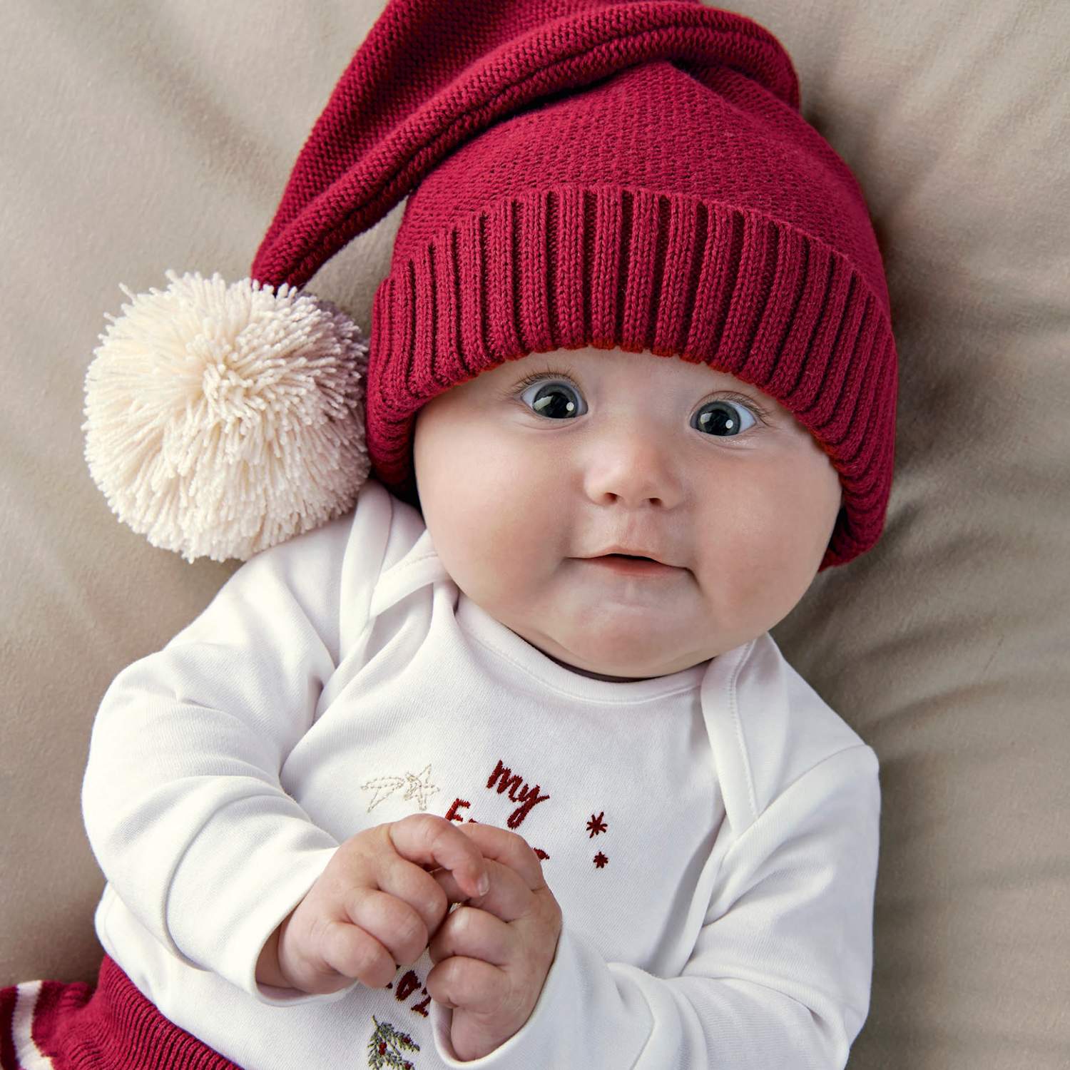 Mamas & Papas Kids Pure Cotton Knitted Christmas Hat - 2-3 Years - Red - Available at M&S