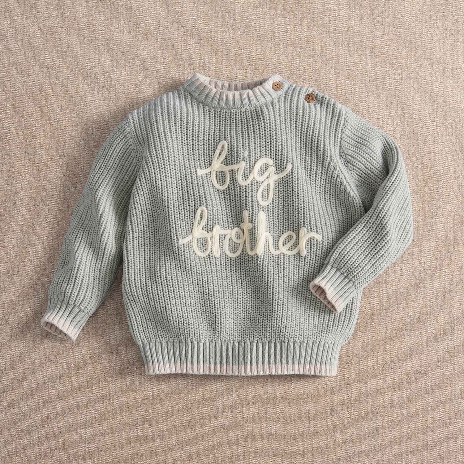 Mamas & Papas Boys Pure Cotton Cable Knit Big Brother Jumper (0-4 Yrs) - 12-18 Months - Blue - Available at M&S
