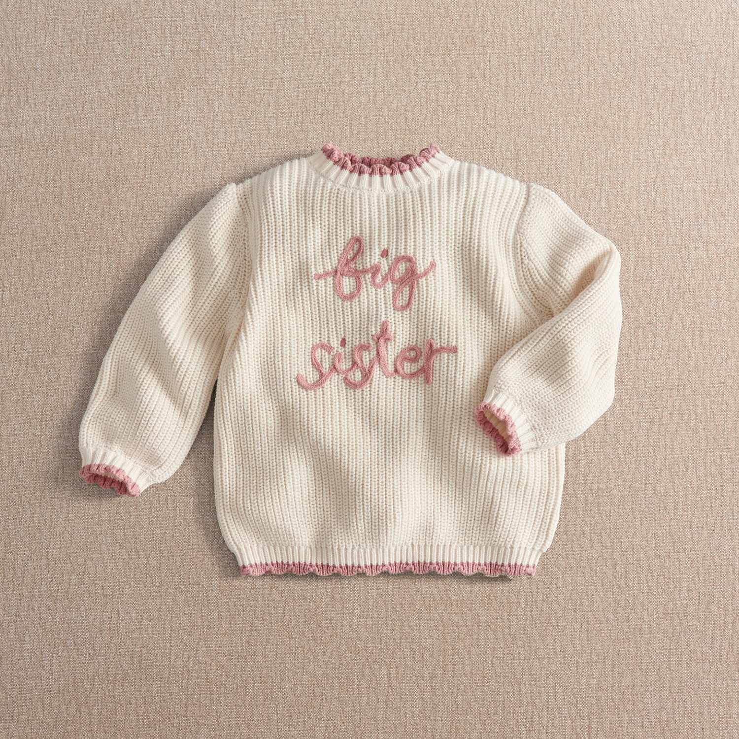 Mamas & Papas Girls Pure Cotton Cable Knit Big Sister Jumper (0-4 Yrs) - 3-4 Years - Pink - Available at M&S