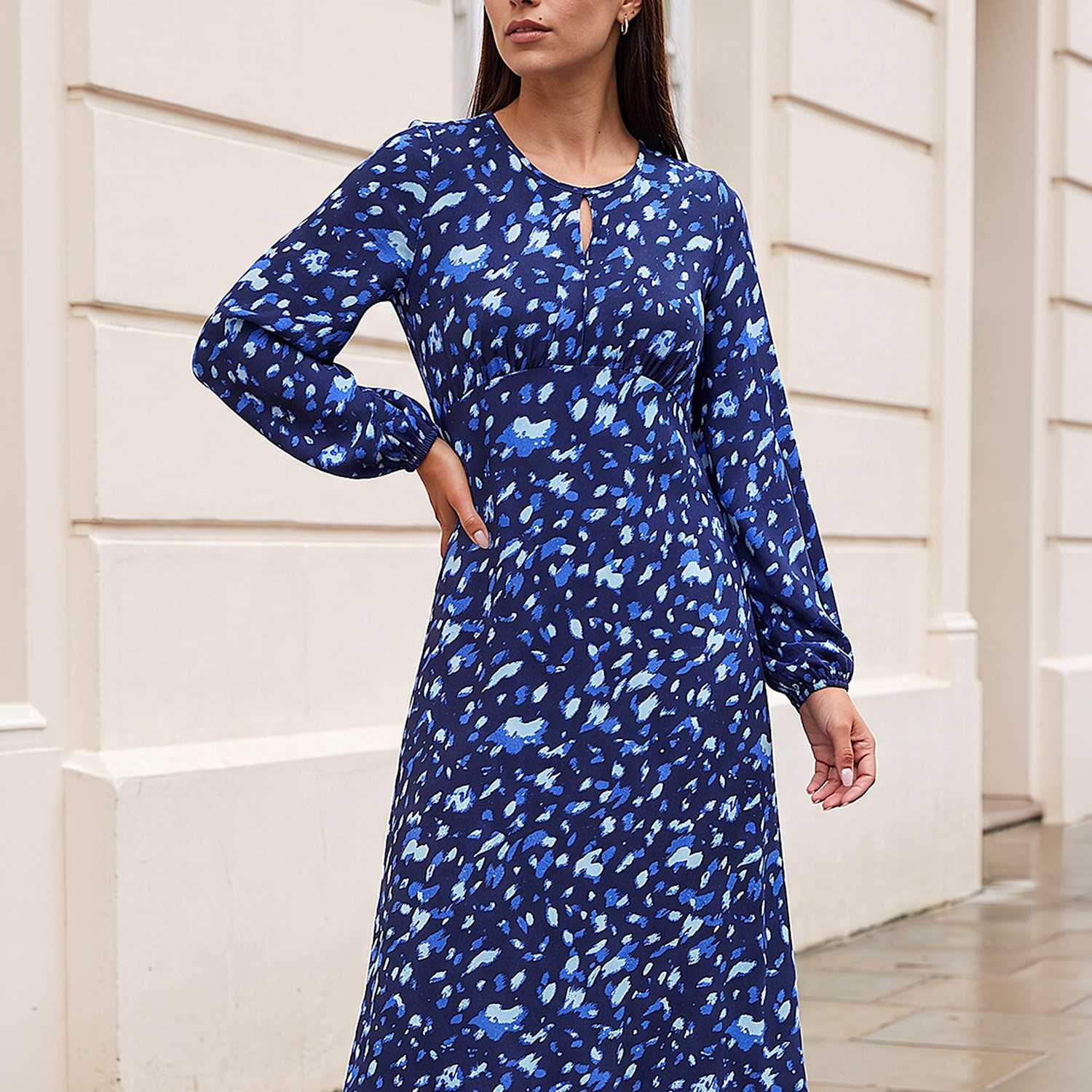 Roman Women's Abstract Keyhole Dress - 10 - Blue Mix - Available at M&S